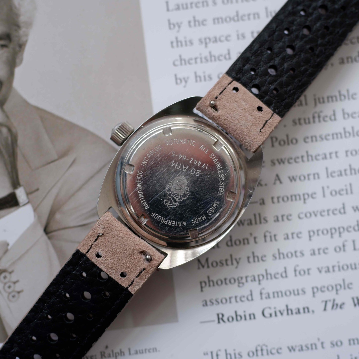 Vintage Sandoz 70s Skin Diver Automatic Orange Dial Date MINT