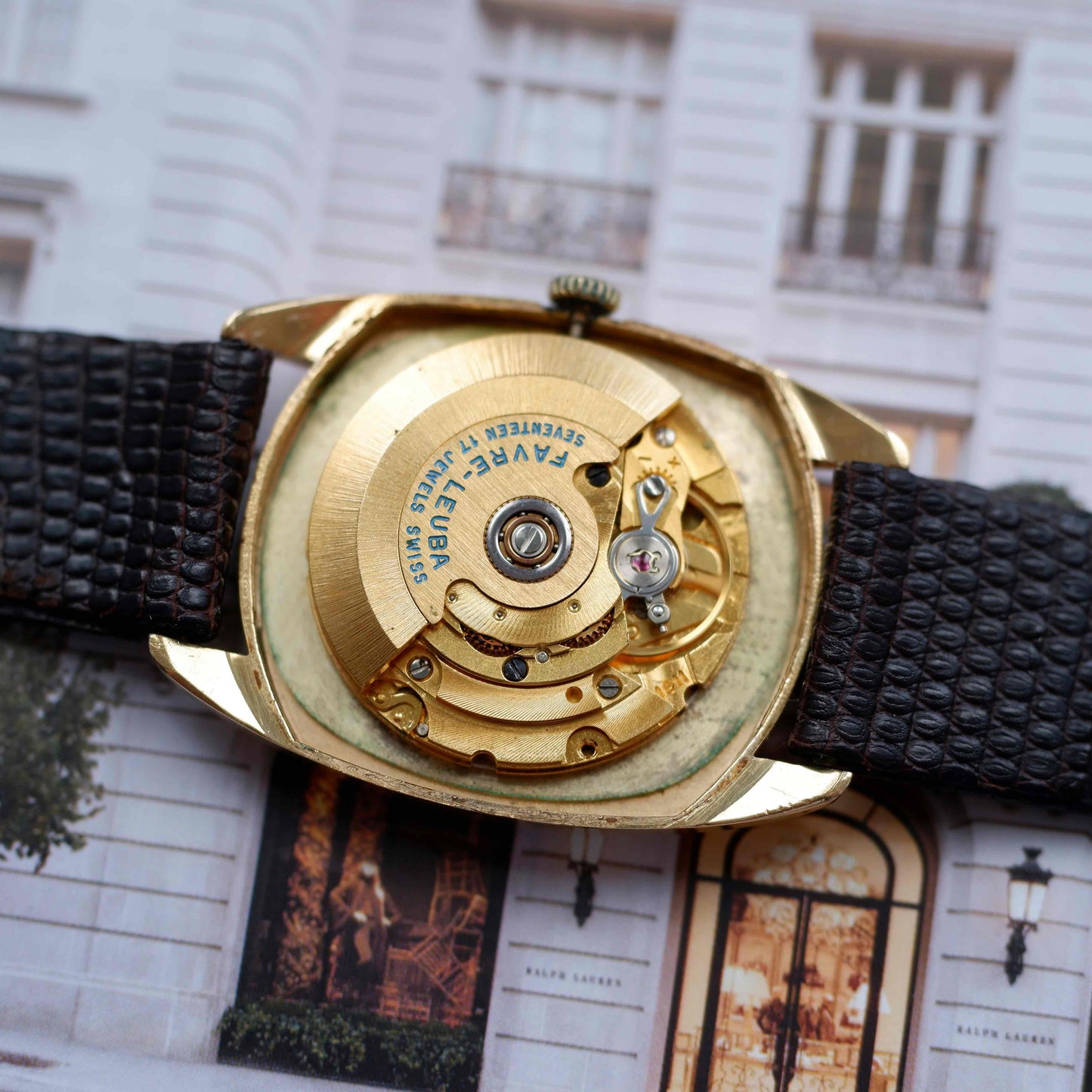 Vintage Favre Leuba King Hussein of Jordan 70s Gold Roman Dial Automatic