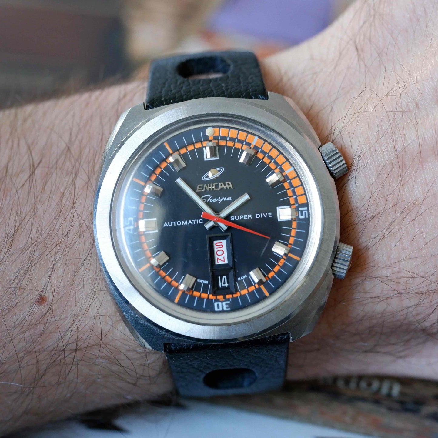 Vintage Enicar Sherpa 600 Super Dive Ref. 167.08.02 from the 70s