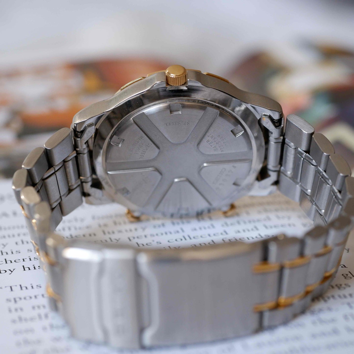 Vintage Seiko 6M25-6000 Quartz Chronograph Blue Sunburst Dial 80s Mint