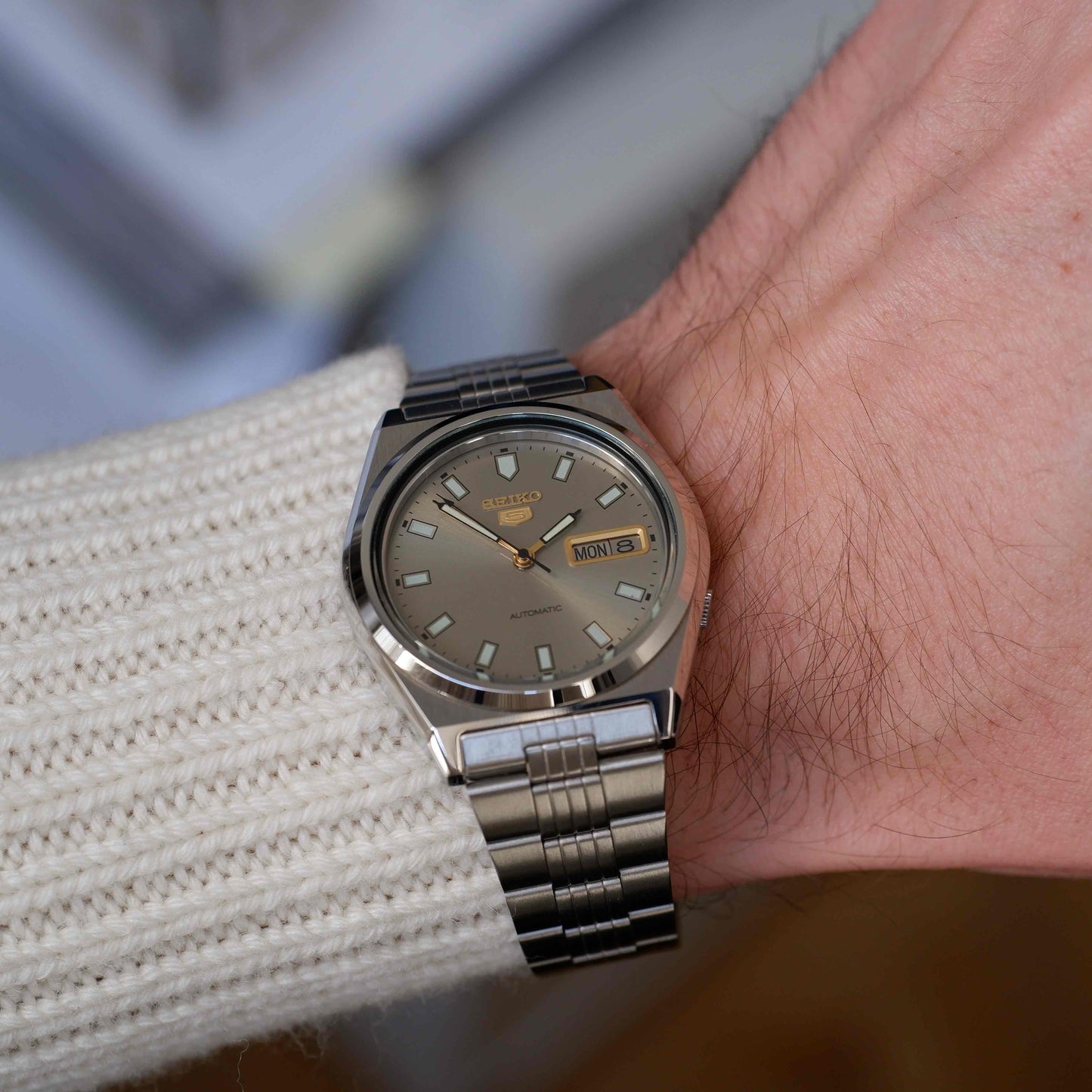 Vintage Seiko 5 Gray Sunburst Automatic from the 80s Mint Condition