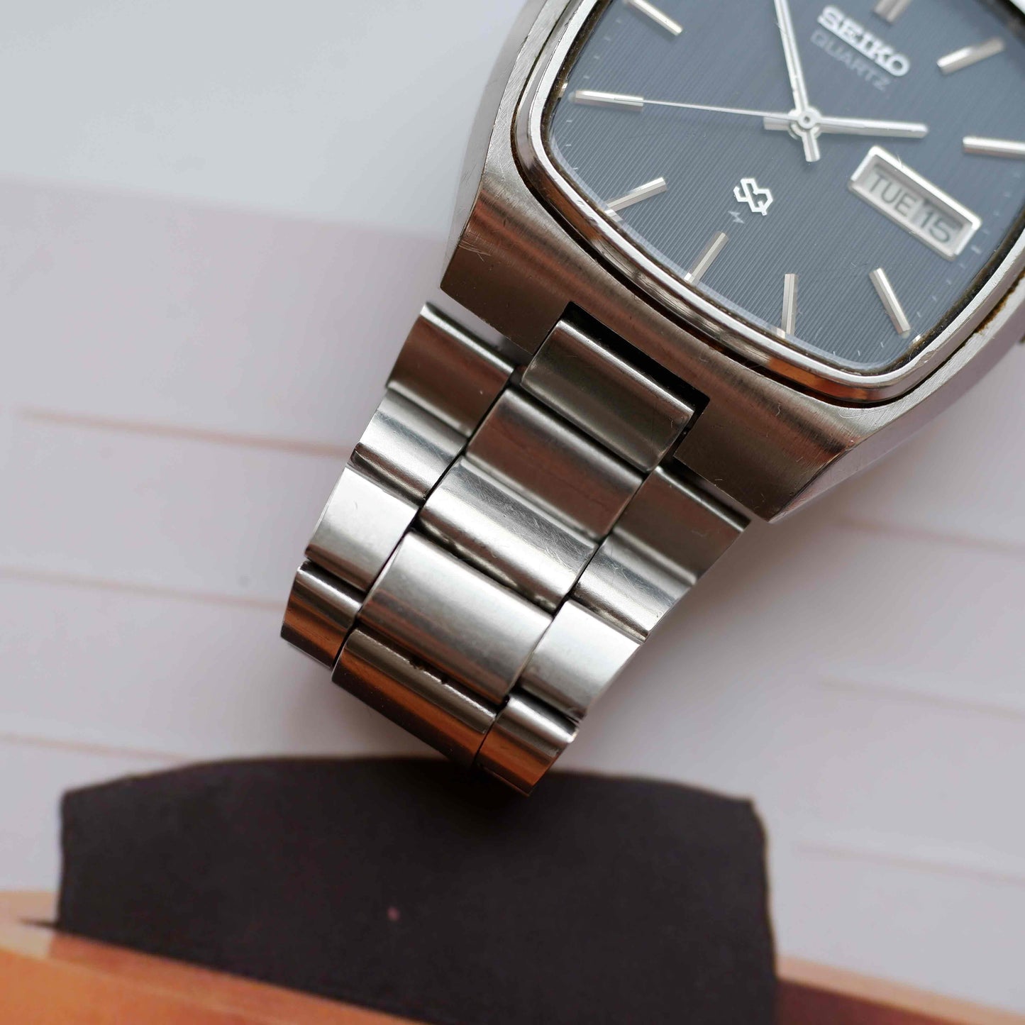 Vintage Seiko Sports SQ Ref. 4336-5010 Day and Date Blue Stripe Dial 80s