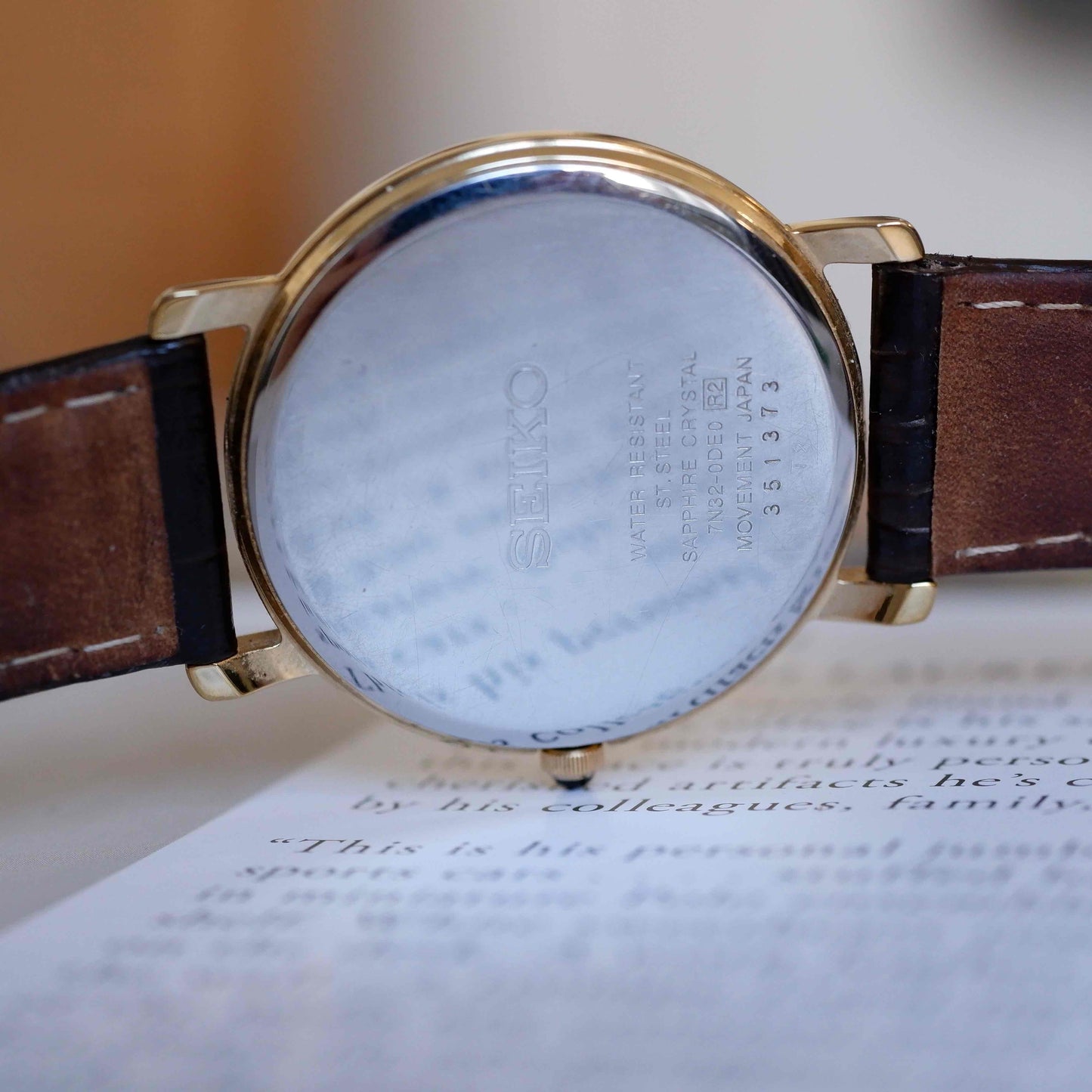Vintage Seiko Dress Watch 90s Gold White Dial Quartz