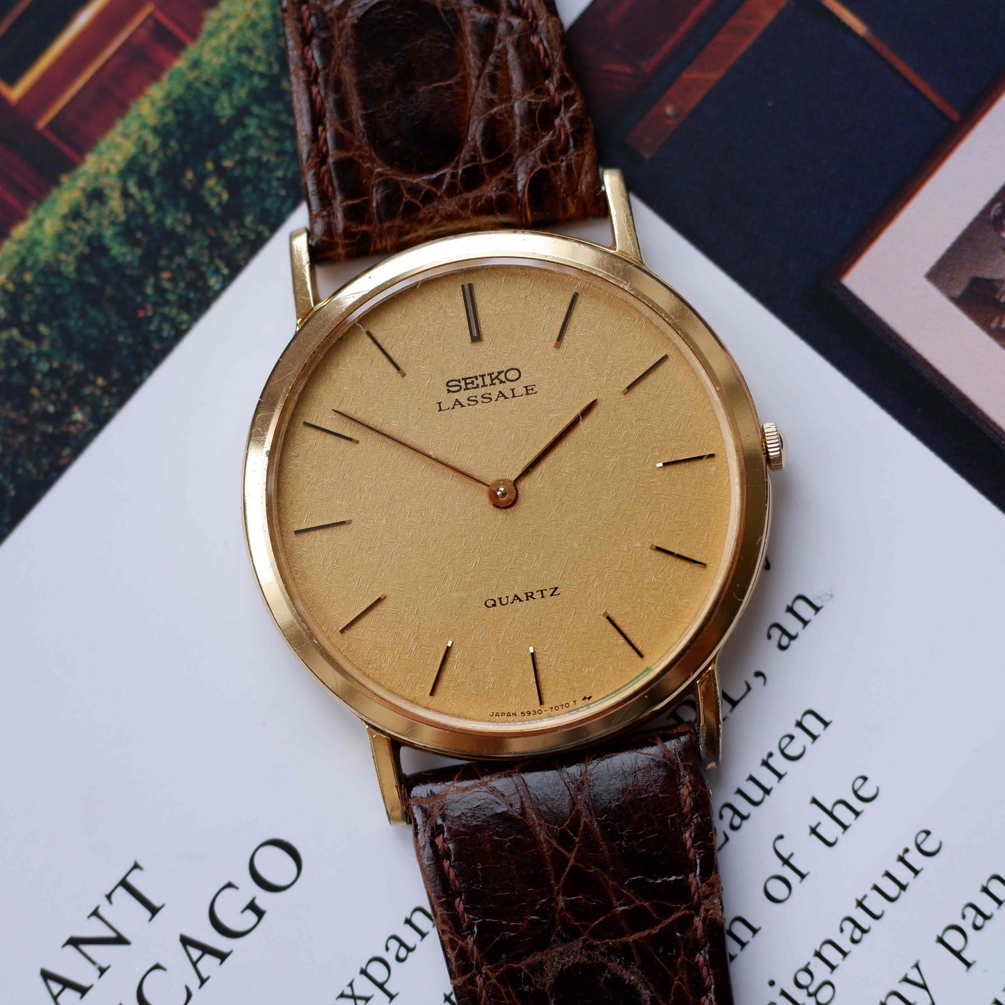 Vintage Seiko Lassale Dress Watch 80s Gold Snowflake Dial Quartz