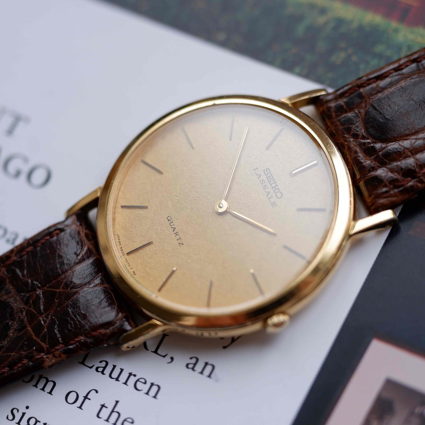 Vintage Seiko Lassale Dress Watch 80s Gold Snowflake Dial Quartz