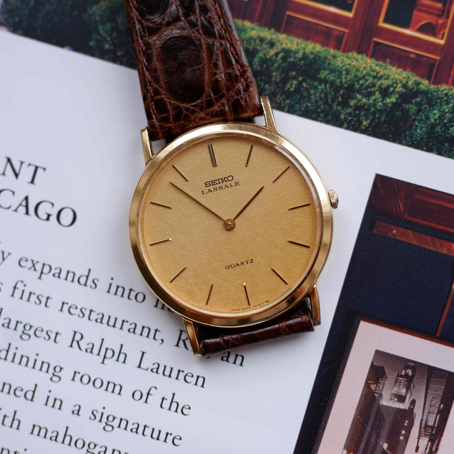 Vintage Seiko Lassale Dress Watch 80s Gold Snowflake Dial Quartz