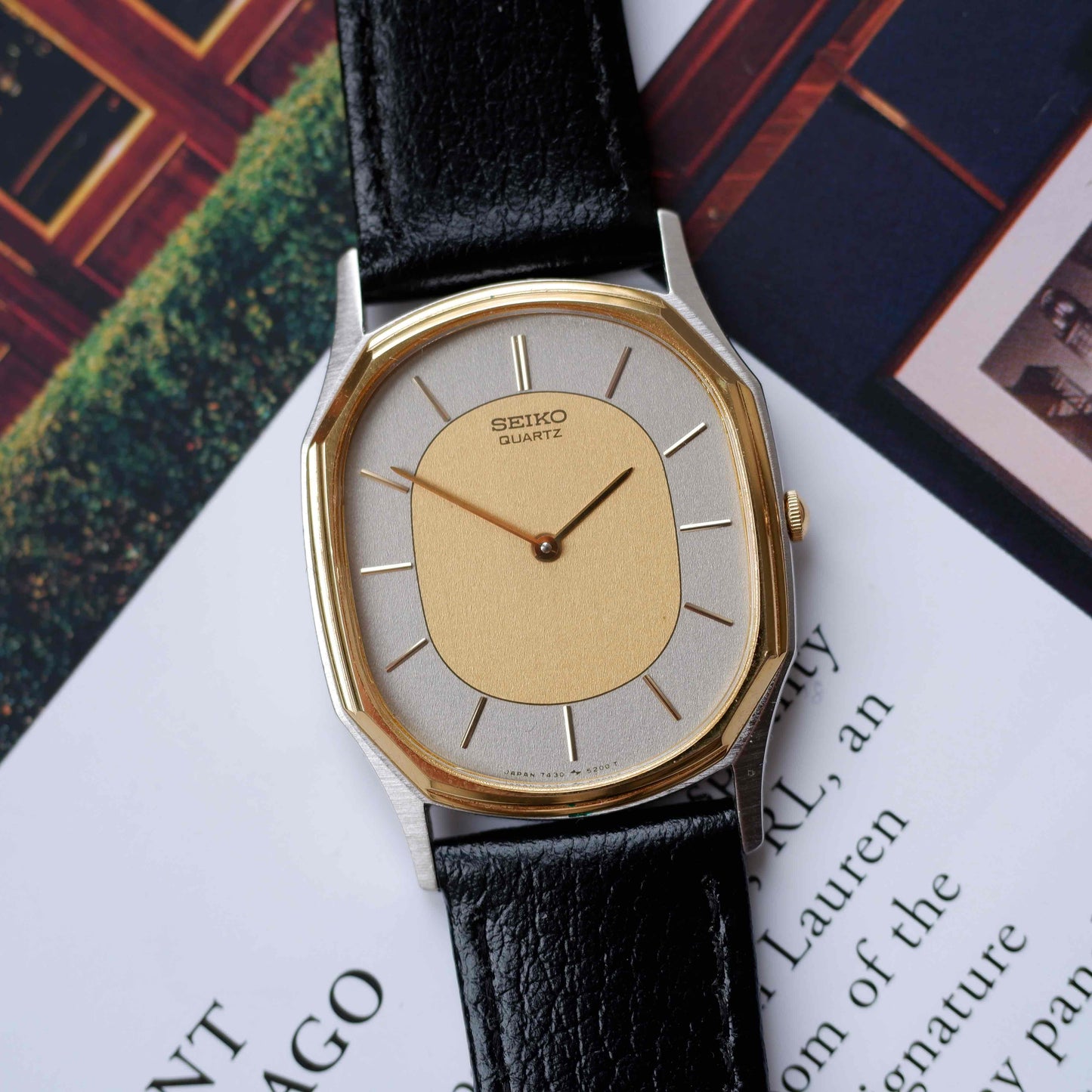 Vintage Seiko Ultra-Thin Dress Watch 80s Two Tone Dial Quartz