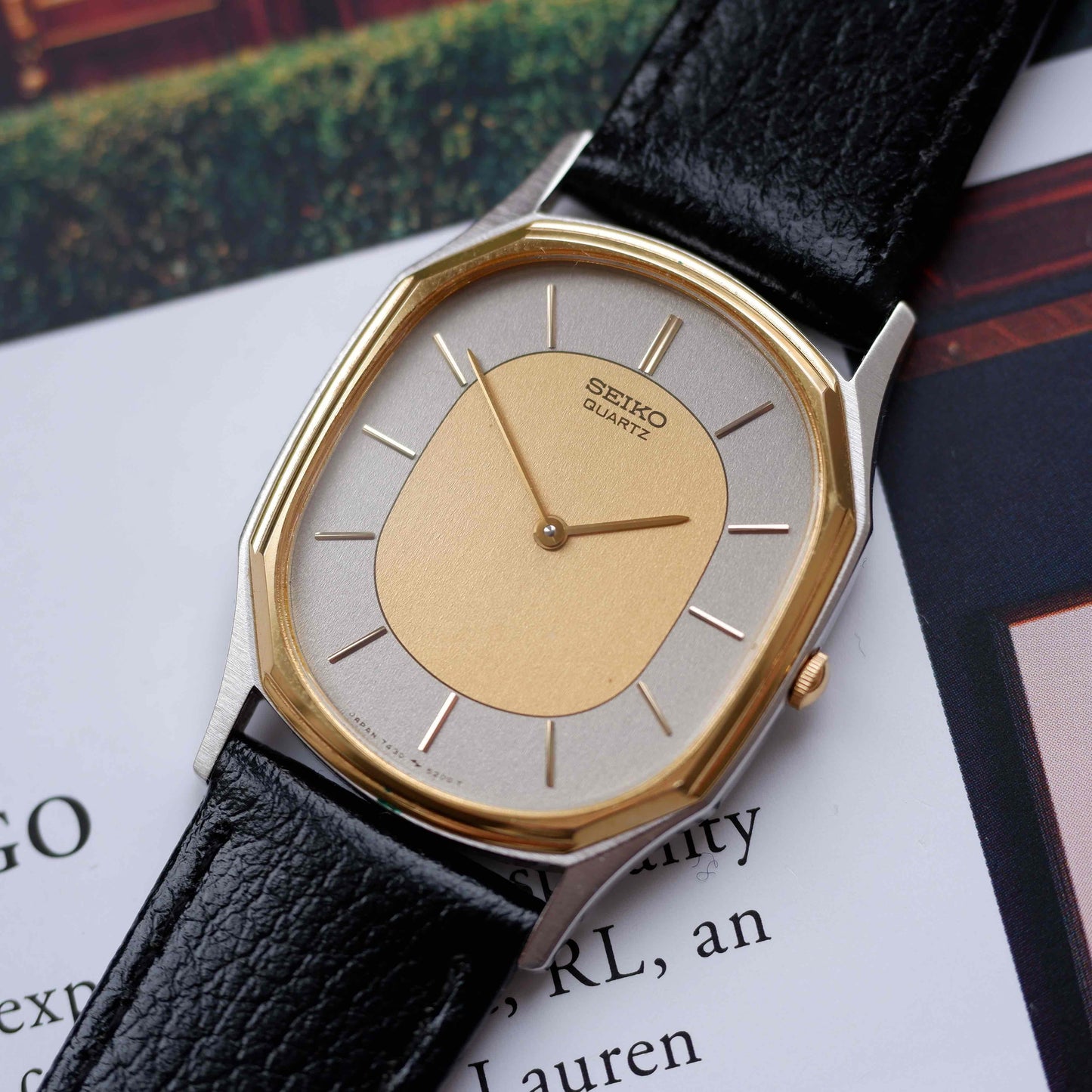 Vintage Seiko Ultra-Thin Dress Watch 80s Two Tone Dial Quartz