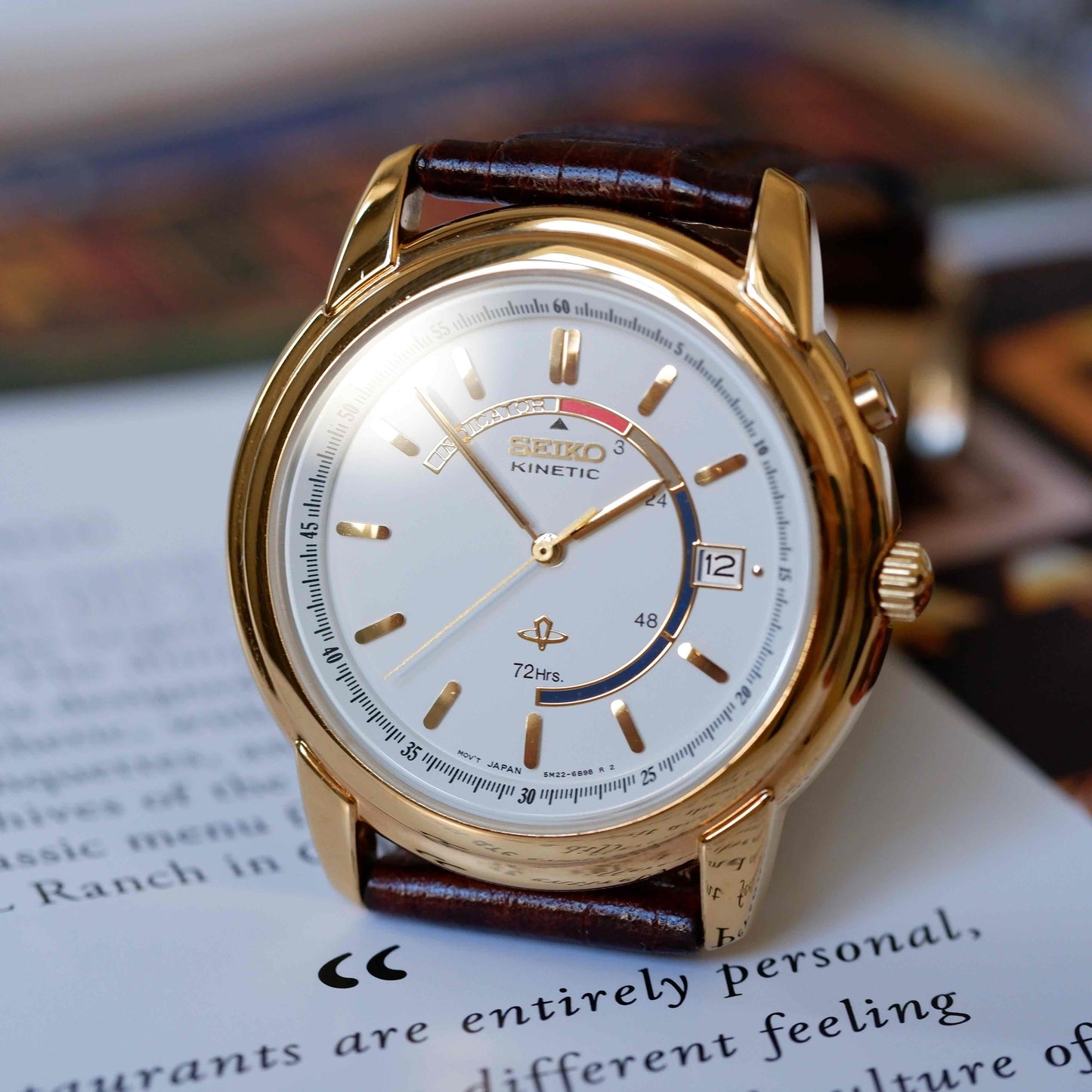 Vintage Seiko Dress Watch 90s Gold White Dial Kinetic Quartz