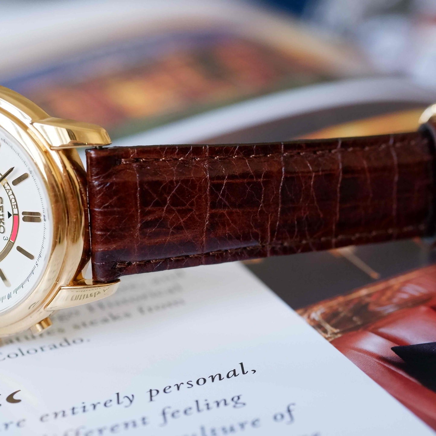 Vintage Seiko Dress Watch 90s Gold White Dial Kinetic Quartz