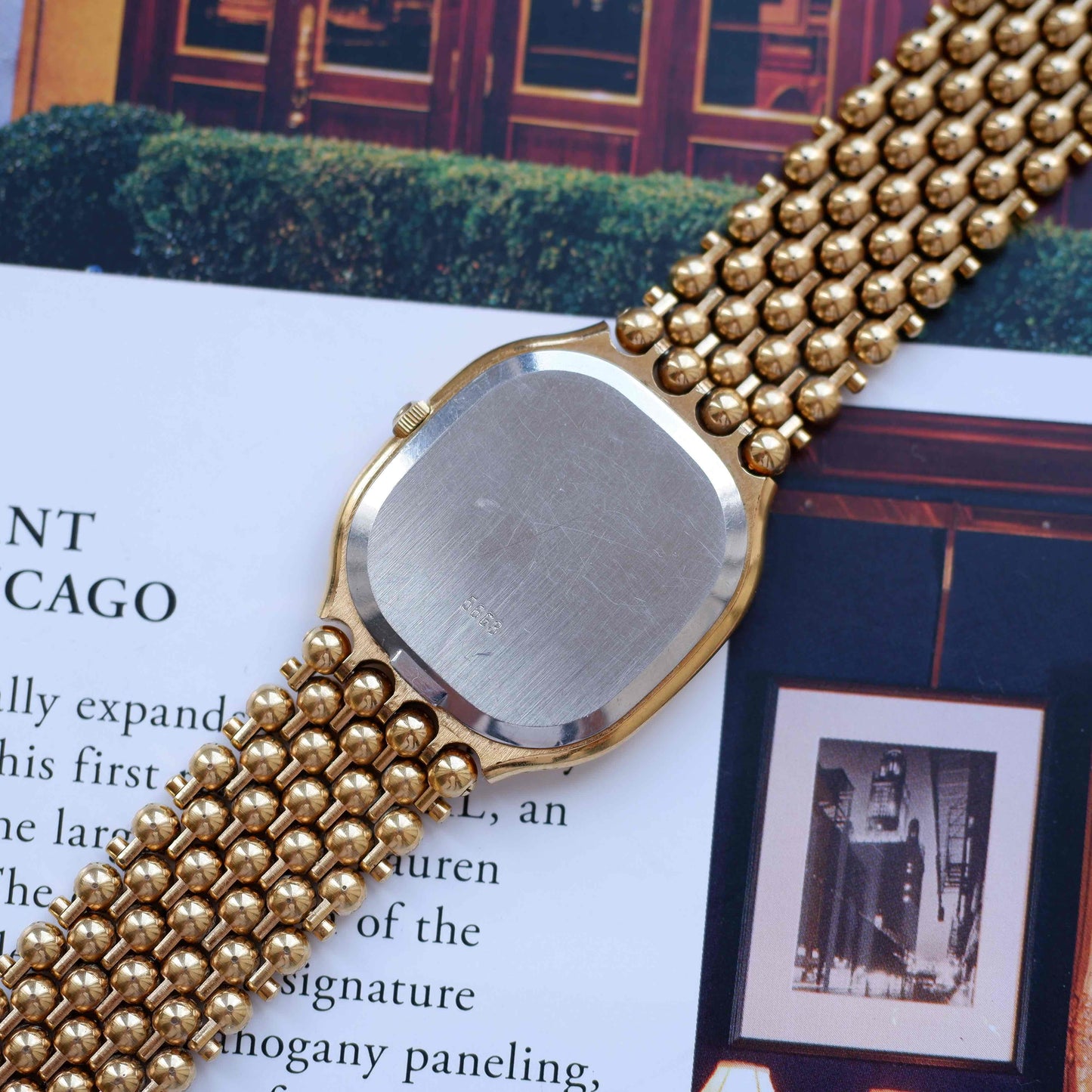 Vintage Doxa Gold Watch 80s Champagne Dial Bubble Bracelet Quartz