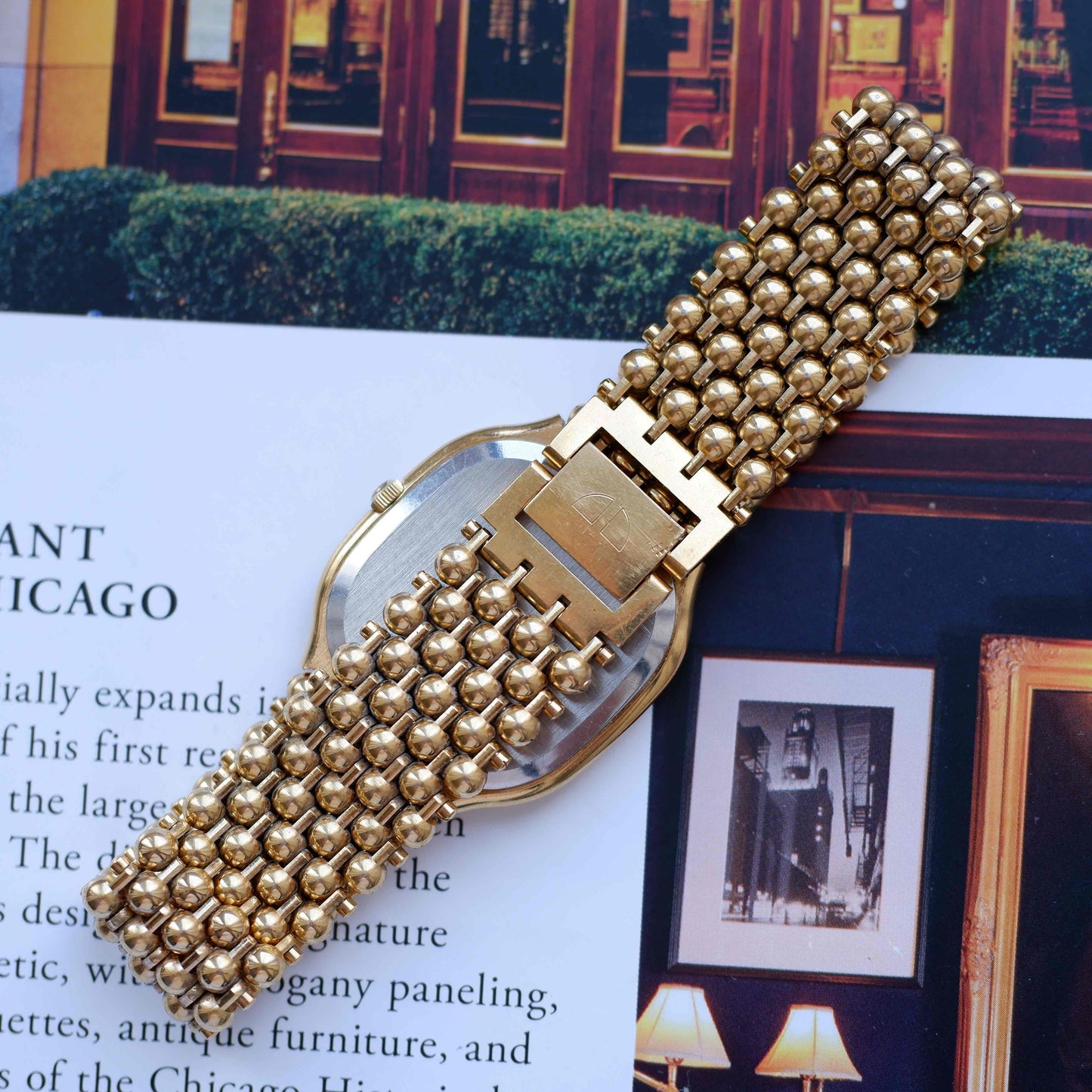 Vintage Doxa Gold Watch 80s Champagne Dial Bubble Bracelet Quartz