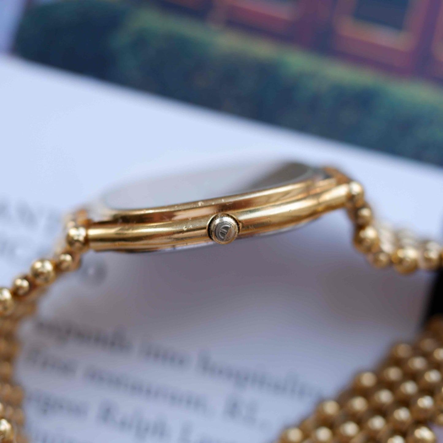 Vintage Doxa Gold Watch 80s Champagne Dial Bubble Bracelet Quartz