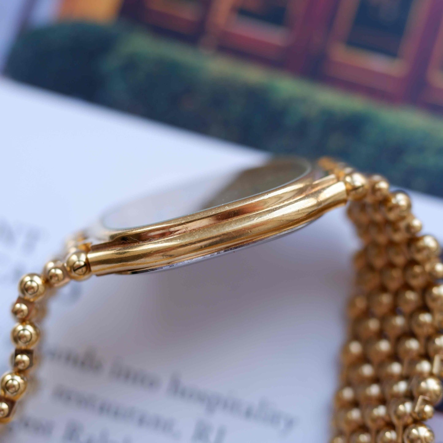 Vintage Doxa Gold Watch 80s Champagne Dial Bubble Bracelet Quartz