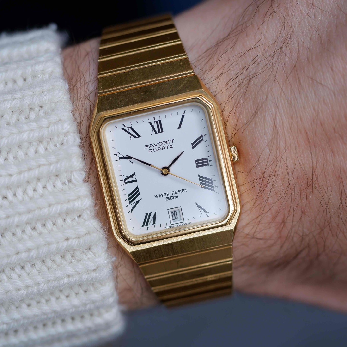 Vintage Favorit Tank Style Roman Numerals Quartz from the 80s NOS