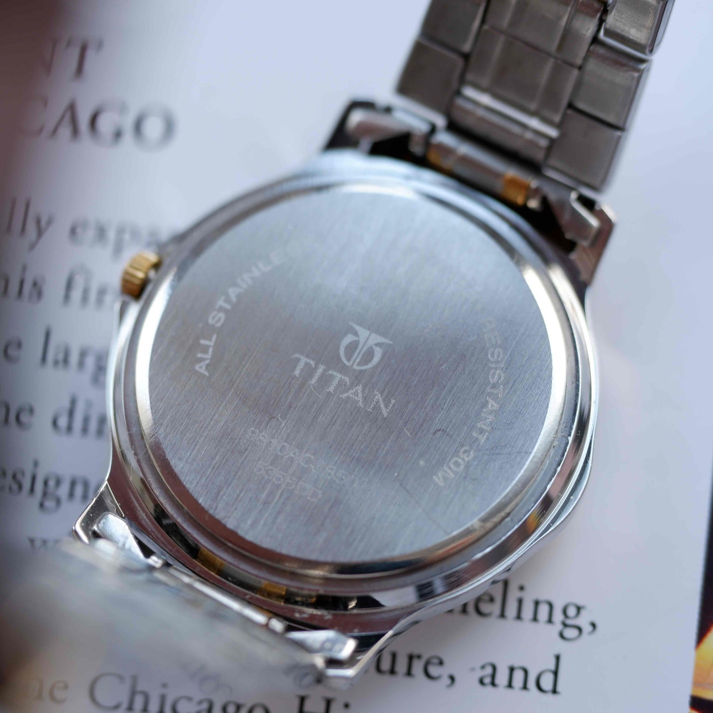 Vintage Titan Two Tone Quartz Watch 90s White Dial with Date