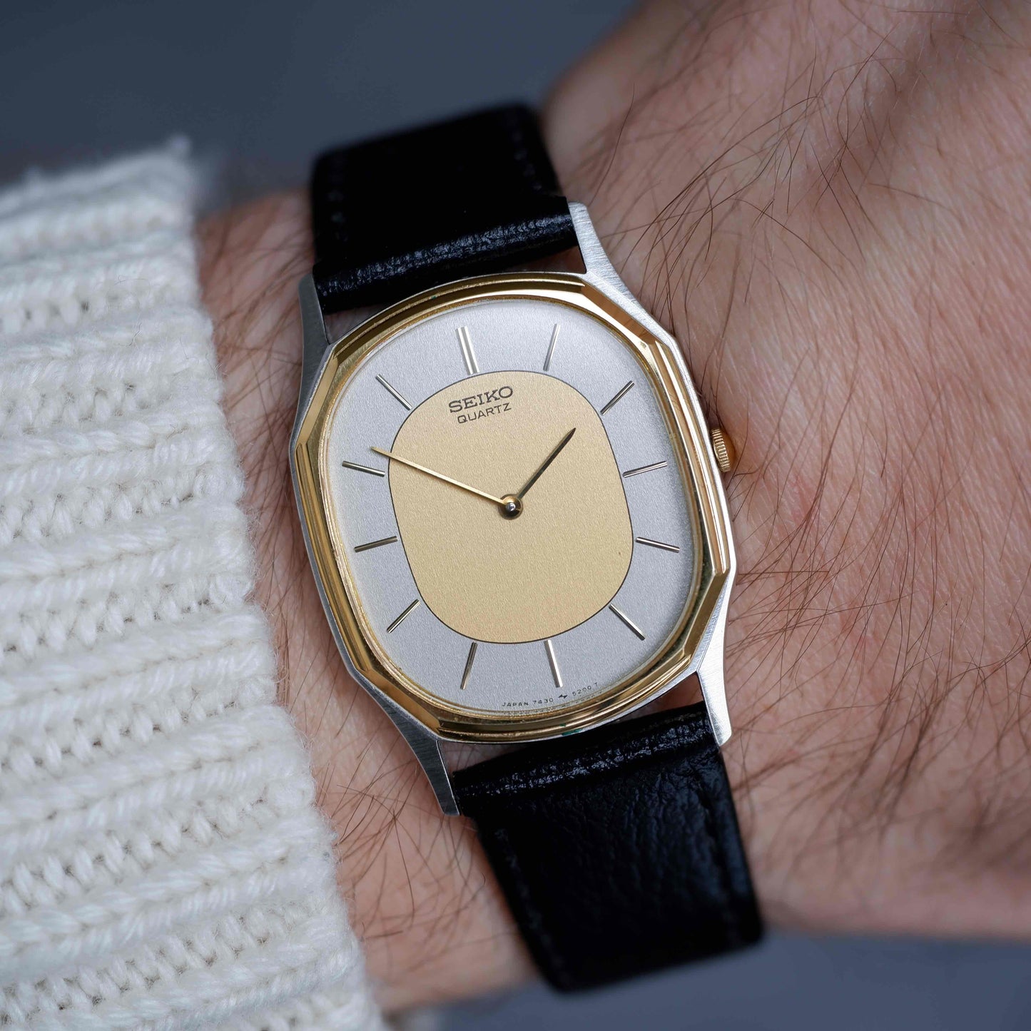 Vintage Seiko Ultra-Thin Dress Watch 80s Two Tone Dial Quartz