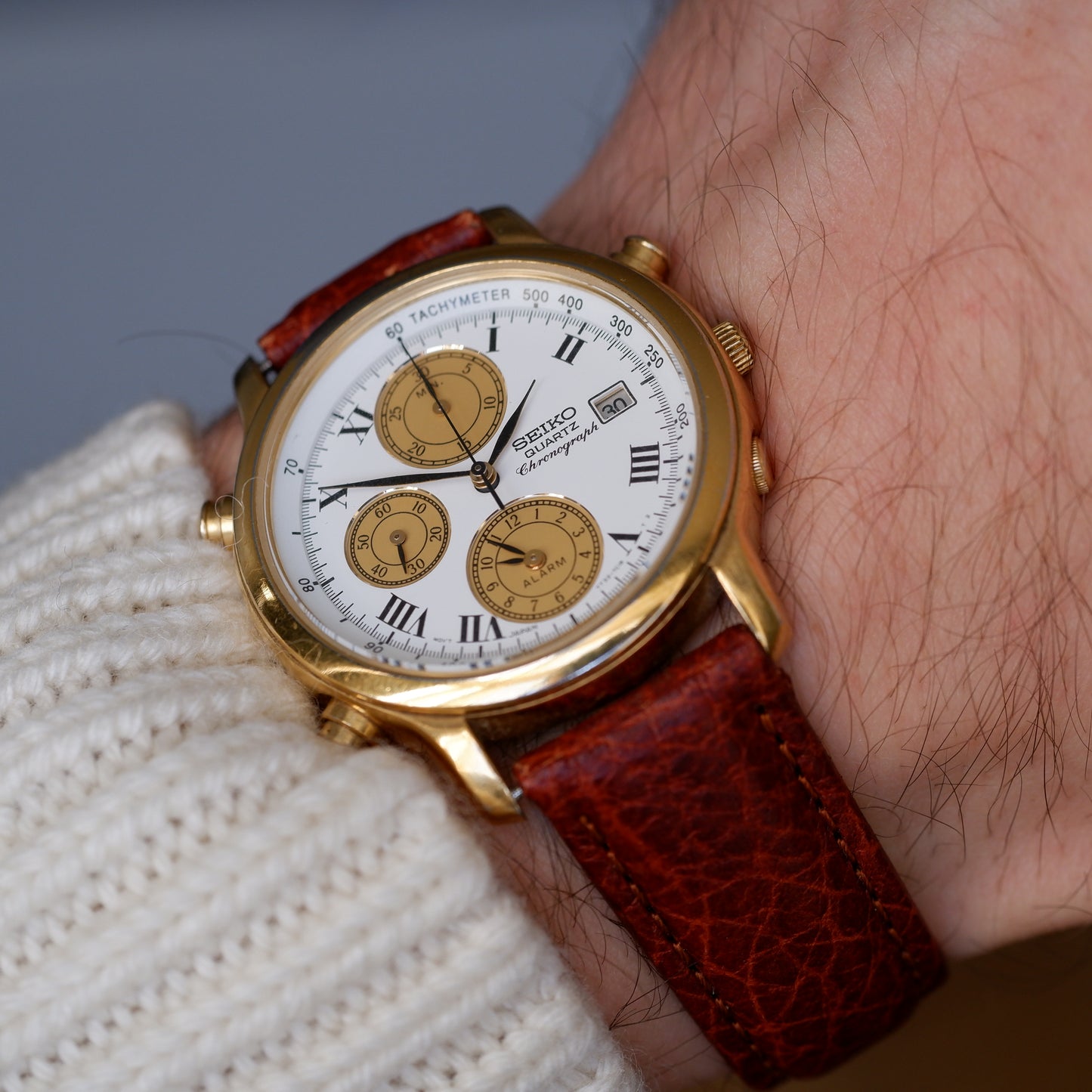 Vintage Seiko Chronograph Ref. 7T32.7B80 Alarm Quartz from the 90s