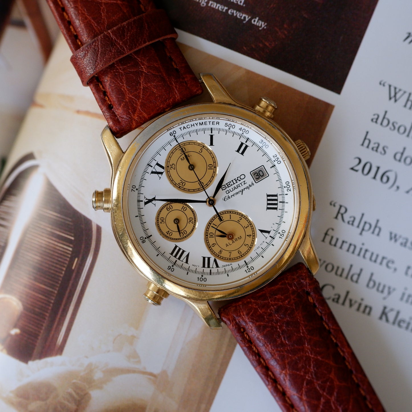 Vintage Seiko Chronograph Ref. 7T32.7B80 Alarm Quartz from the 90s