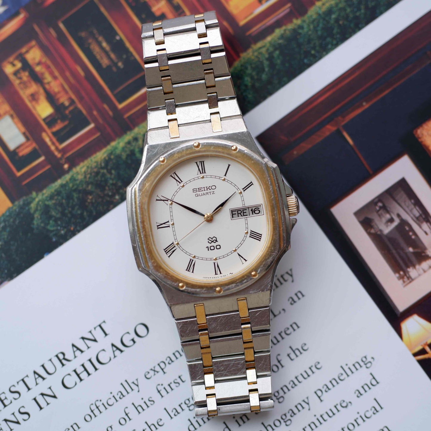 Vintage Seiko SQ 100 Ref. 6923-5130 Day and Date Quartz Two Tone from the 80s