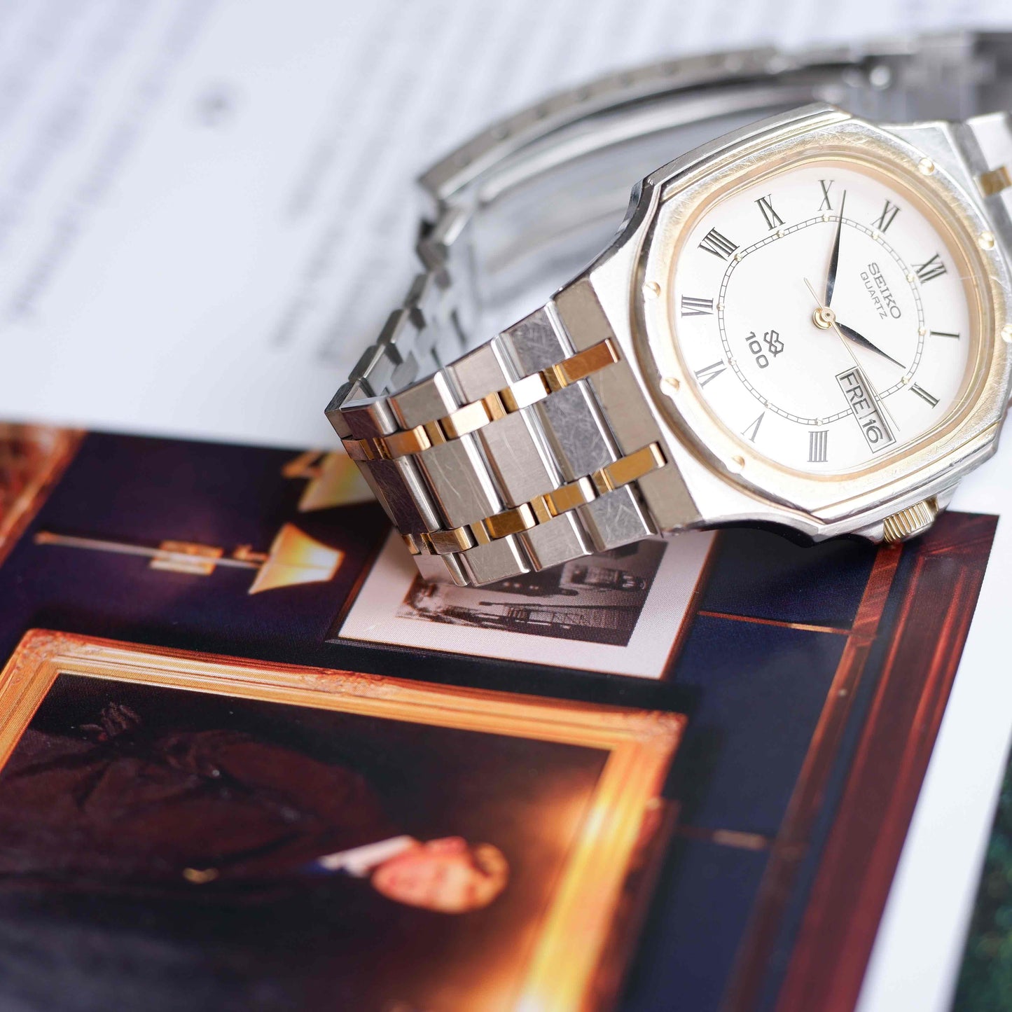 Vintage Seiko SQ 100 Ref. 6923-5130 Day and Date Quartz Two Tone from the 80s