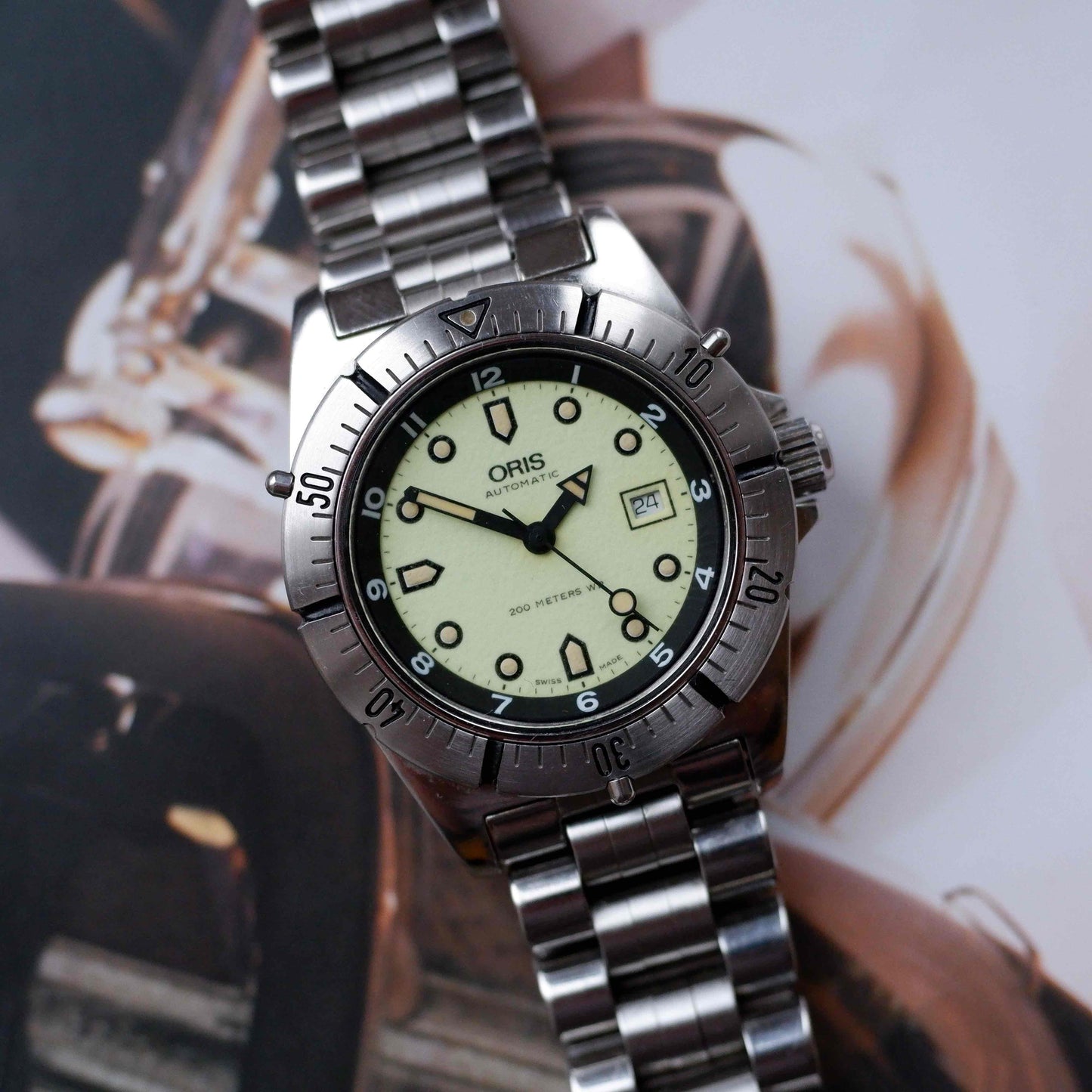 Vintage Oris Diver Ref.7457 Steel Bezel 90s