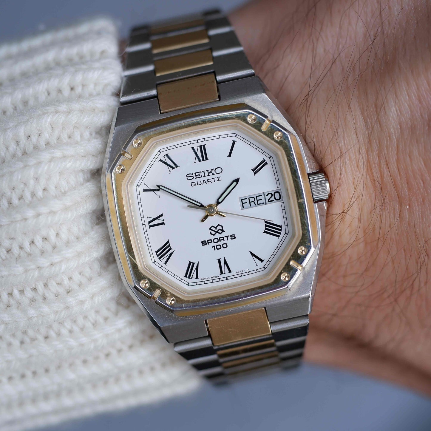 Vintage Seiko SQ 100 Ref. 8229-5030 Day and Date Quartz Two Tone from the 80s