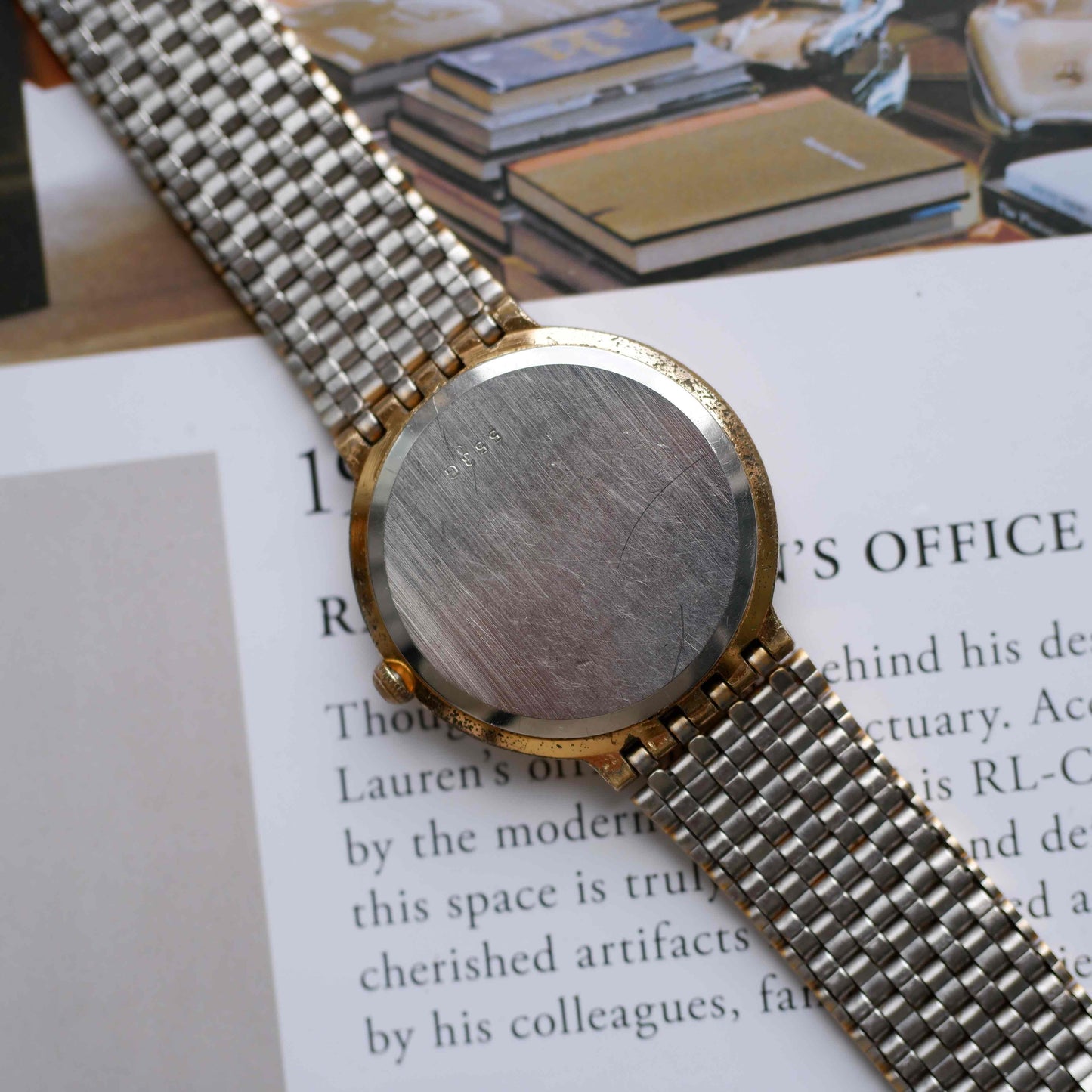 Vintage Osco Moon Phase Dress Watch 80s Gold Day and Date Quartz