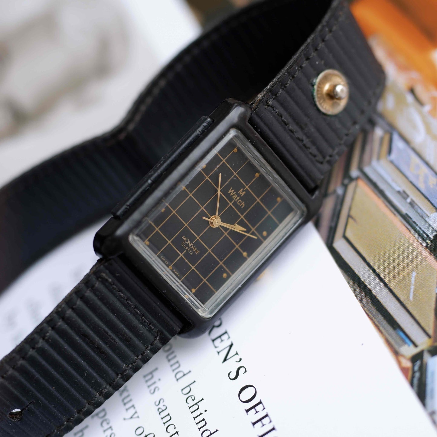 Vintage Mondaine M Watch Tank Style Ref. 7603.575 Quartz from the 90s