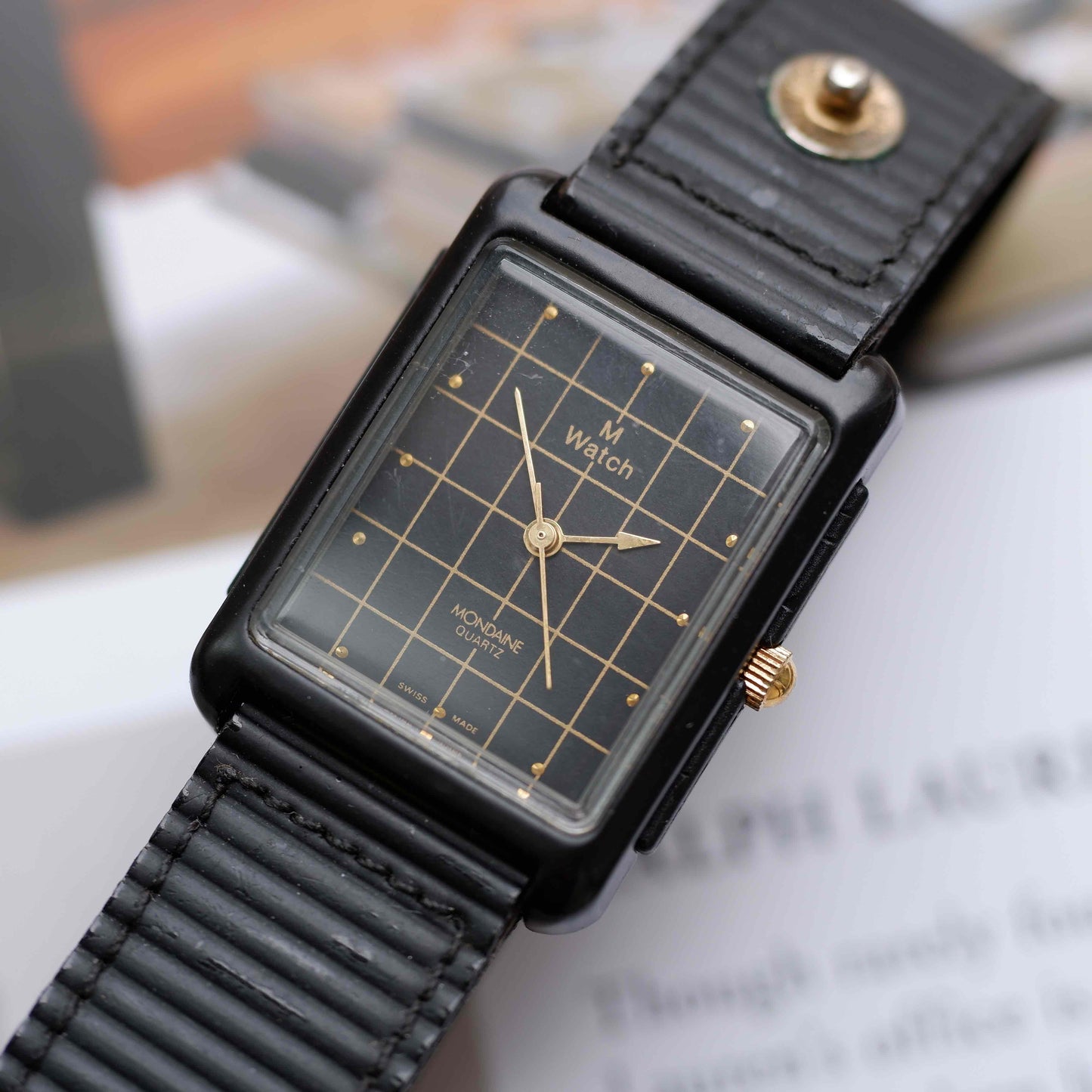 Vintage Mondaine M Watch Tank Style Ref. 7603.575 Quartz from the 90s