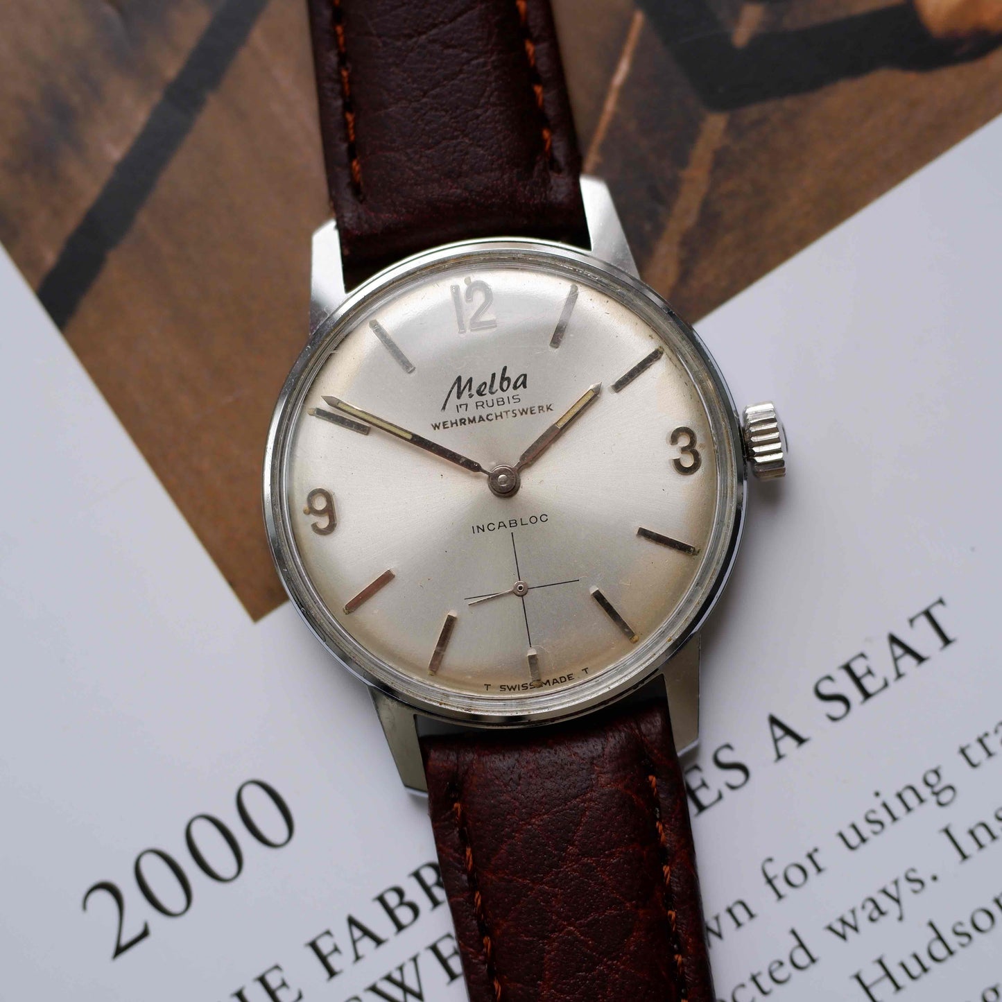 Vintage Melba Dress Watch 60s Mechanical White Sunburst Dial