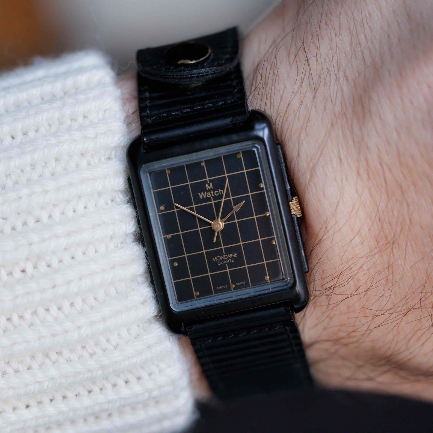 Vintage Mondaine M Watch Tank Style Ref. 7603.575 Quartz from the 90s