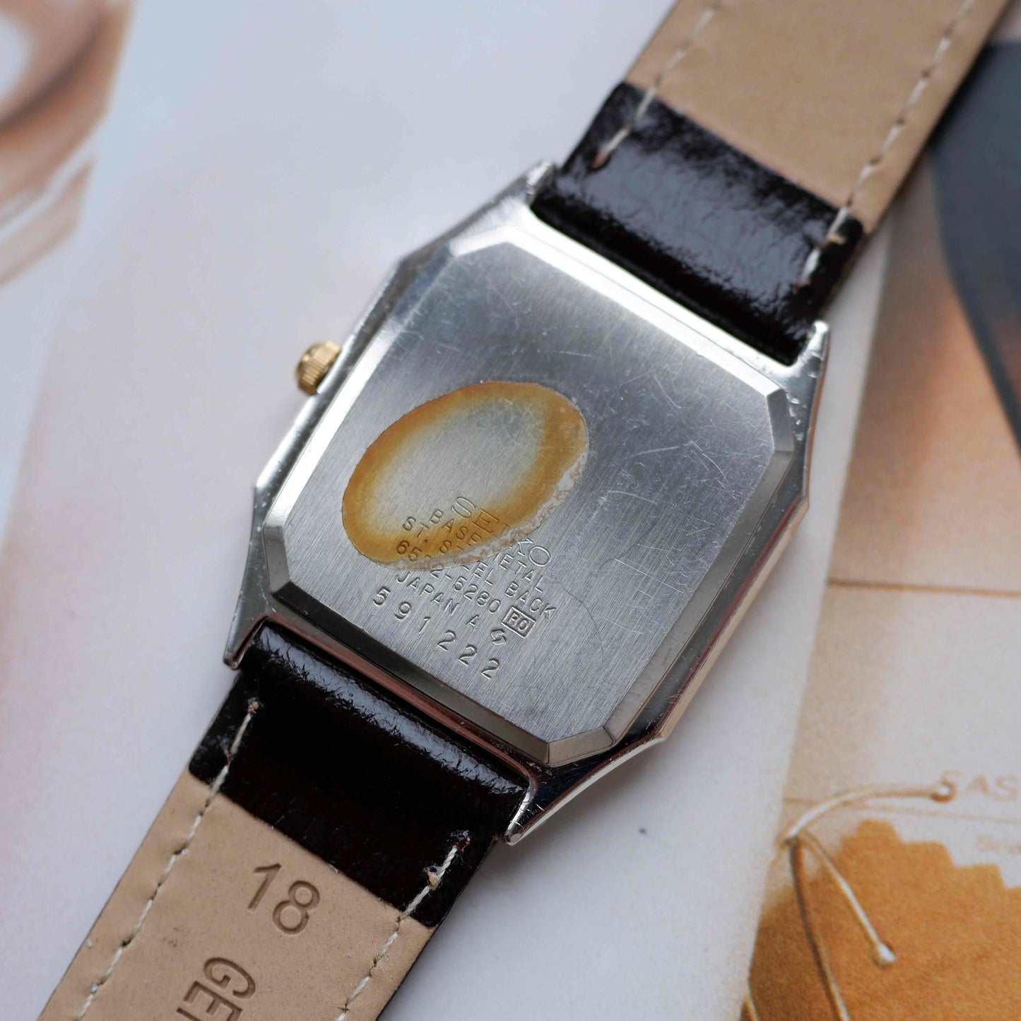 Vintage Seiko Tank Style Dress Watch 80s Gold Gray Dial Quartz