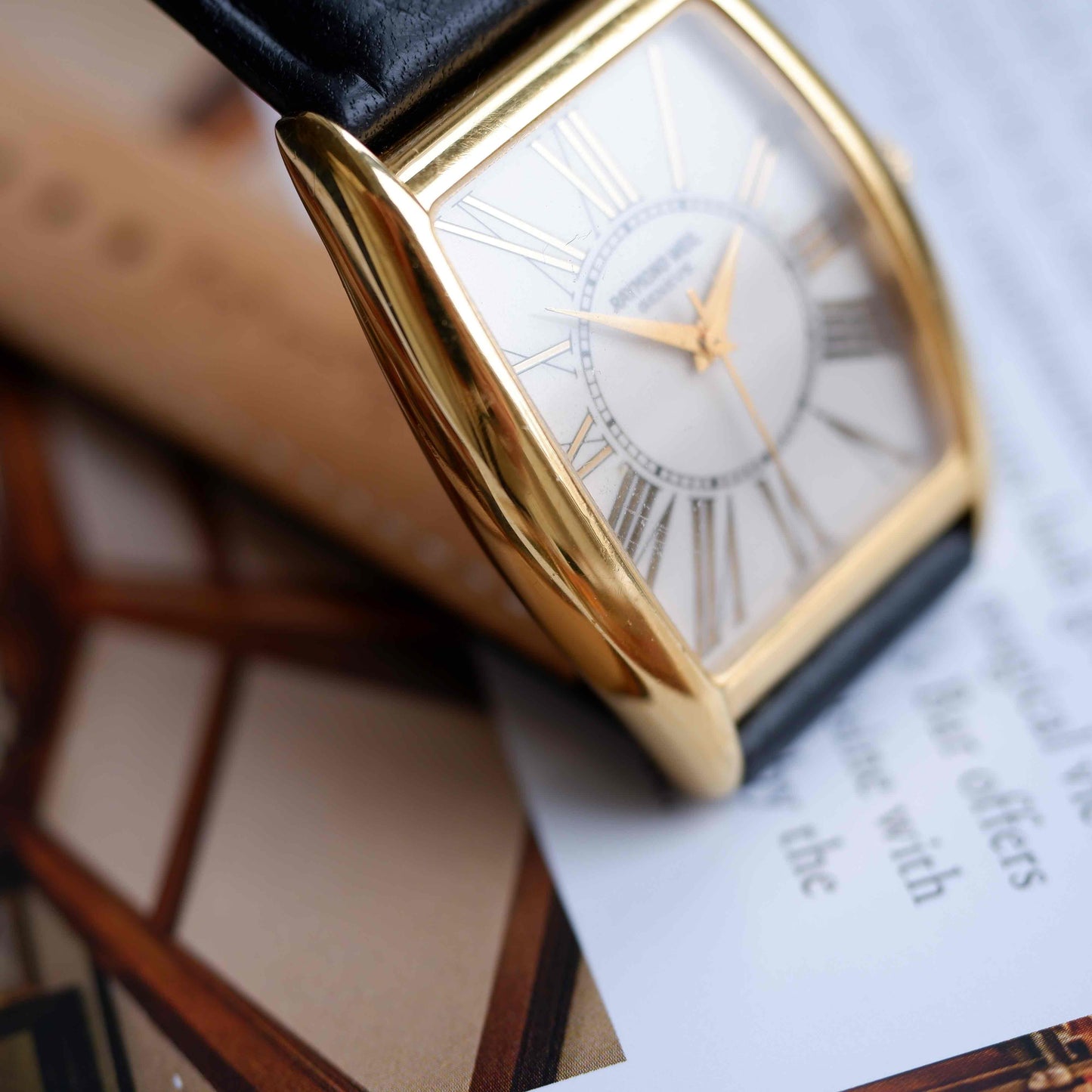 Vintage Raymond Weil Tank Ref. 2661 Dress Watch Mechanical Gold White Dial