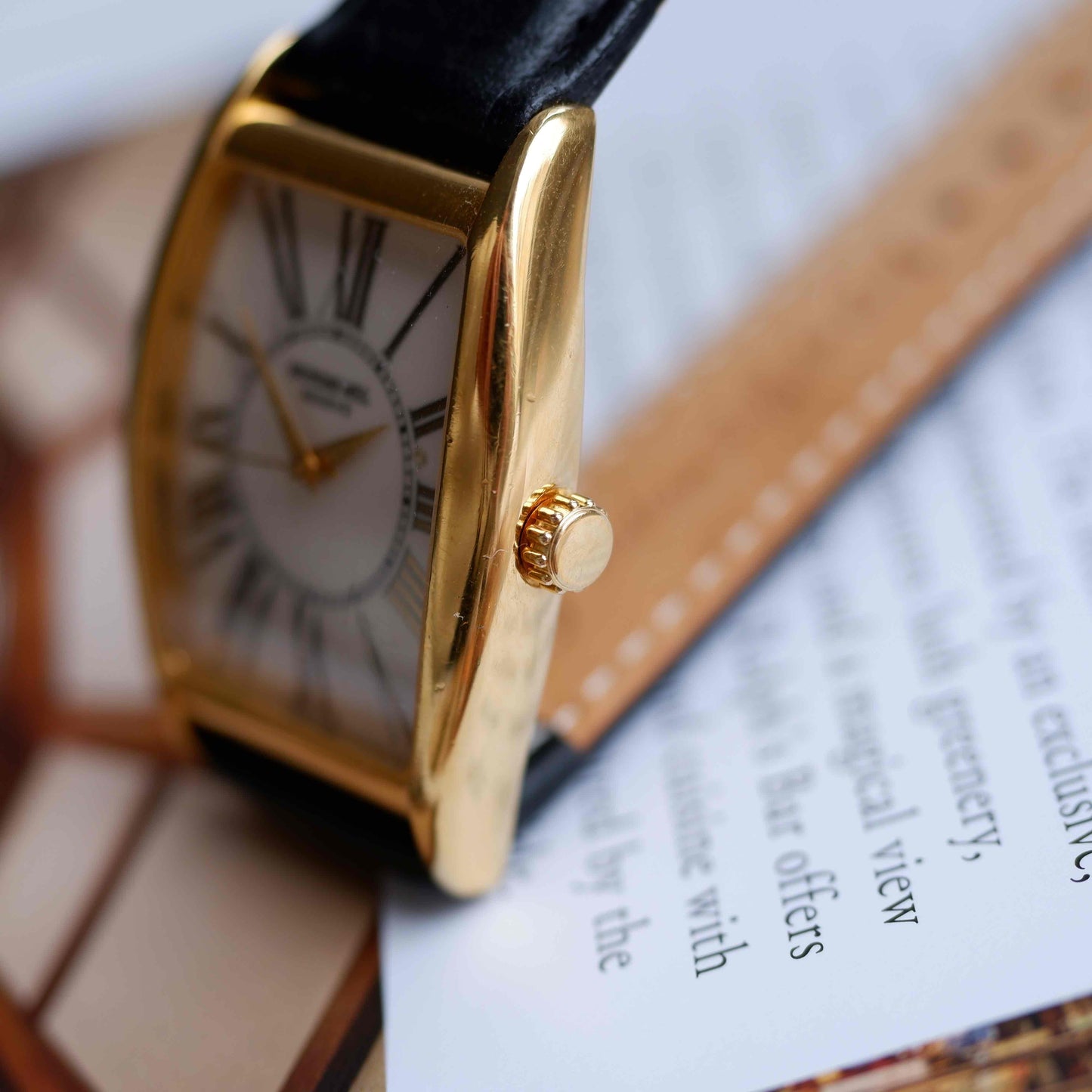 Vintage Raymond Weil Tank Ref. 2661 Dress Watch Mechanical Gold White Dial
