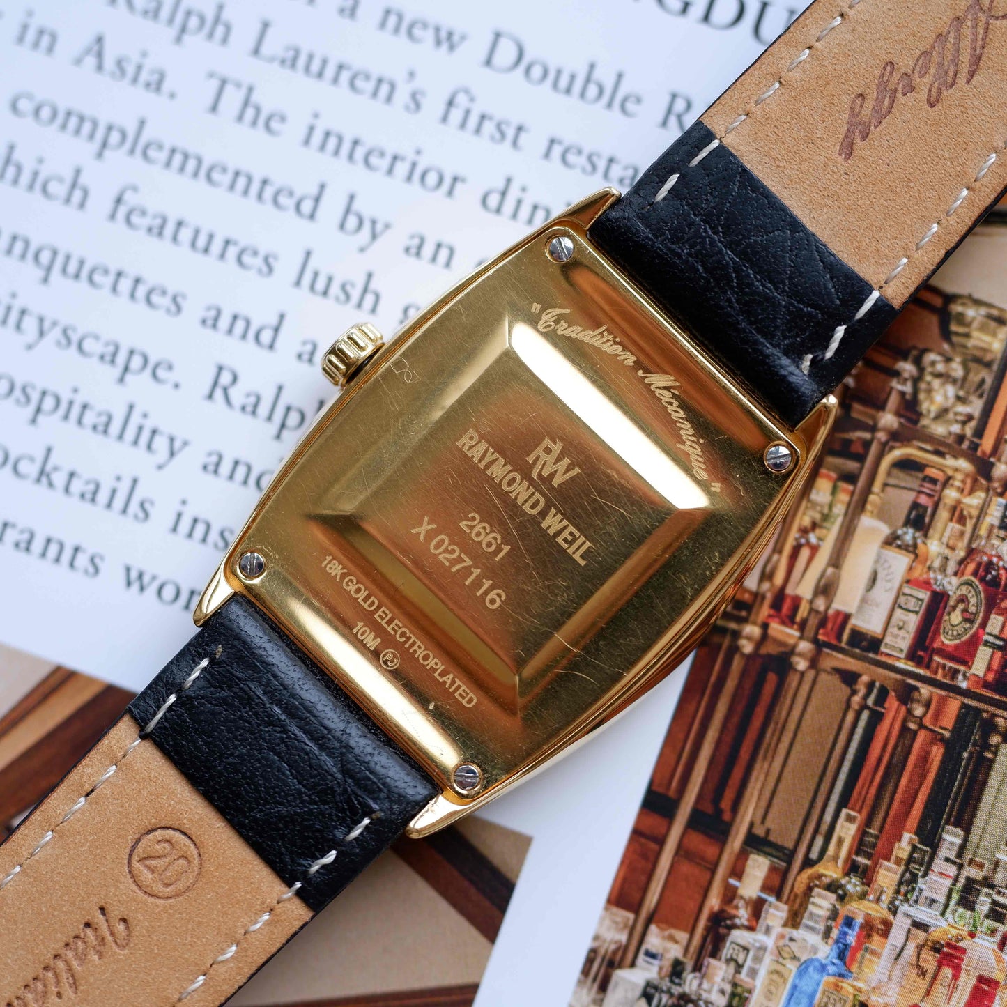 Vintage Raymond Weil Tank Ref. 2661 Dress Watch Mechanical Gold White Dial
