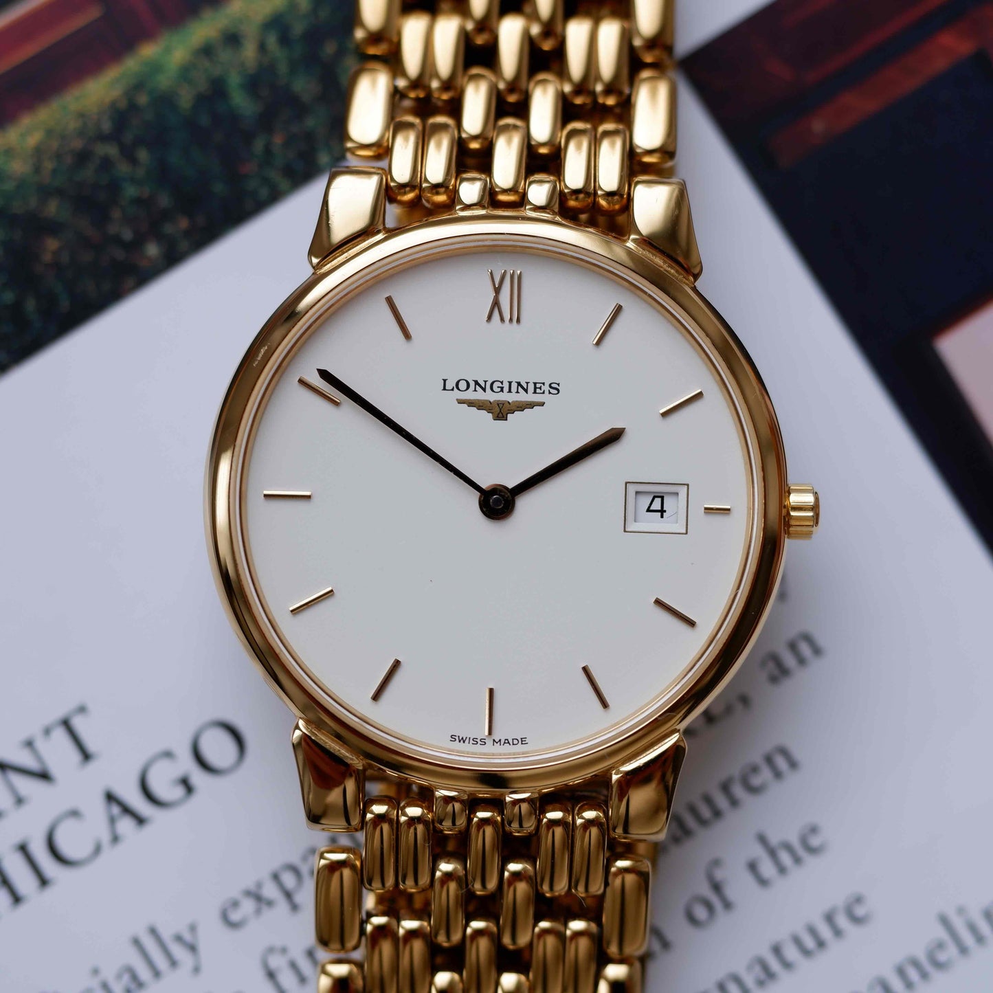 Vintage Longines La Grande Classique Dress Watch 90s Gold Quartz Mint