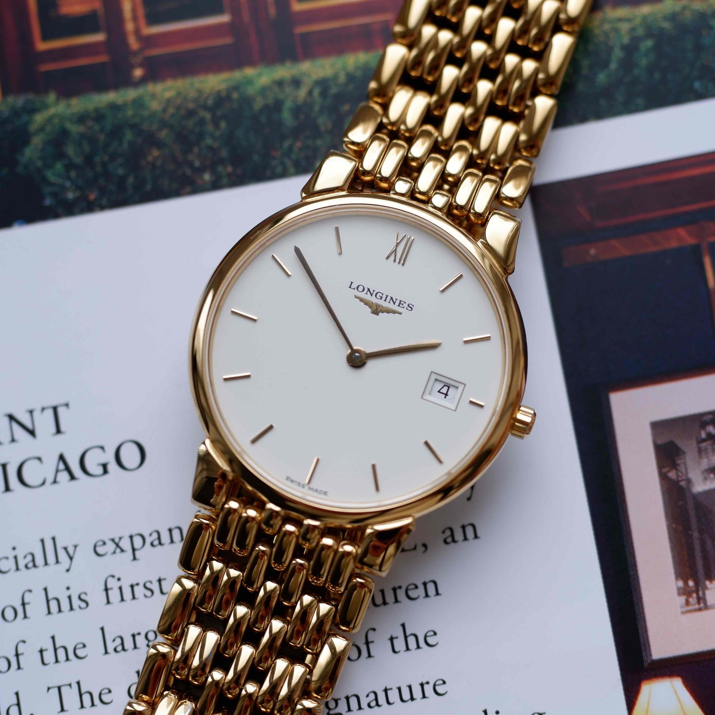 Vintage Longines La Grande Classique Dress Watch 90s Gold Quartz Mint