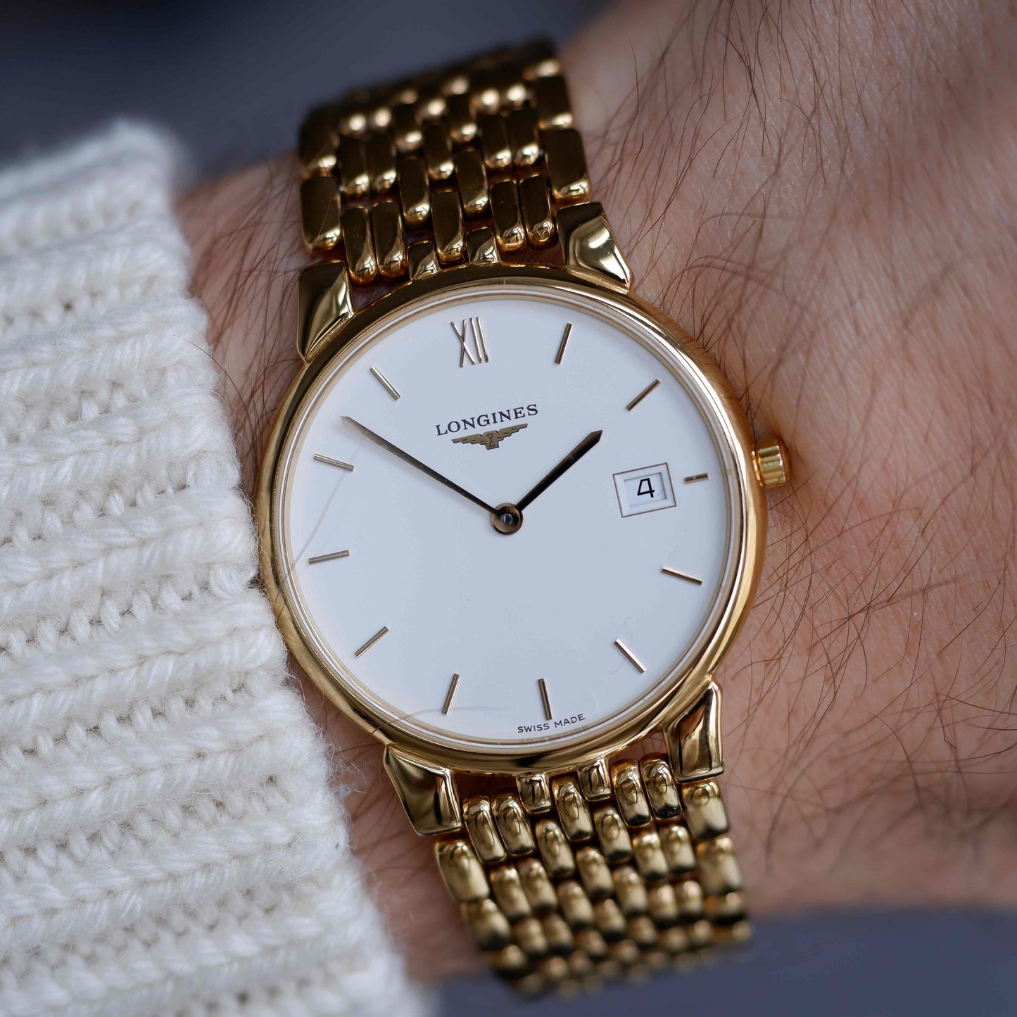 Vintage Longines La Grande Classique Dress Watch 90s Gold Quartz Mint