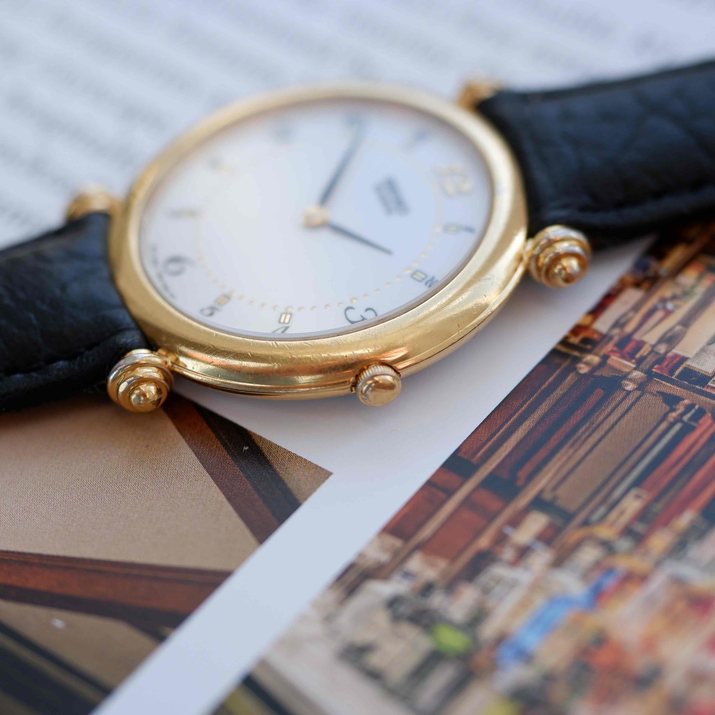 Vintage Seiko Dress Watch 80s Gold White Roman Dial Quartz