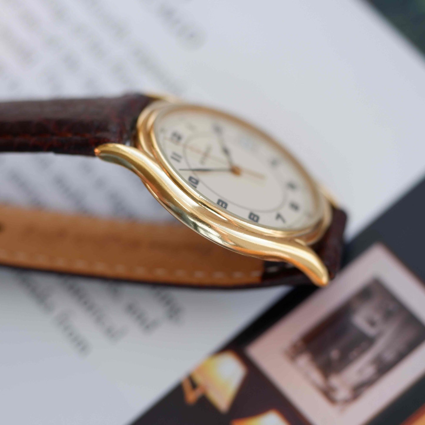 Vintage Eterna Dress Watch 90s Gold Ivory Dial and Date Window