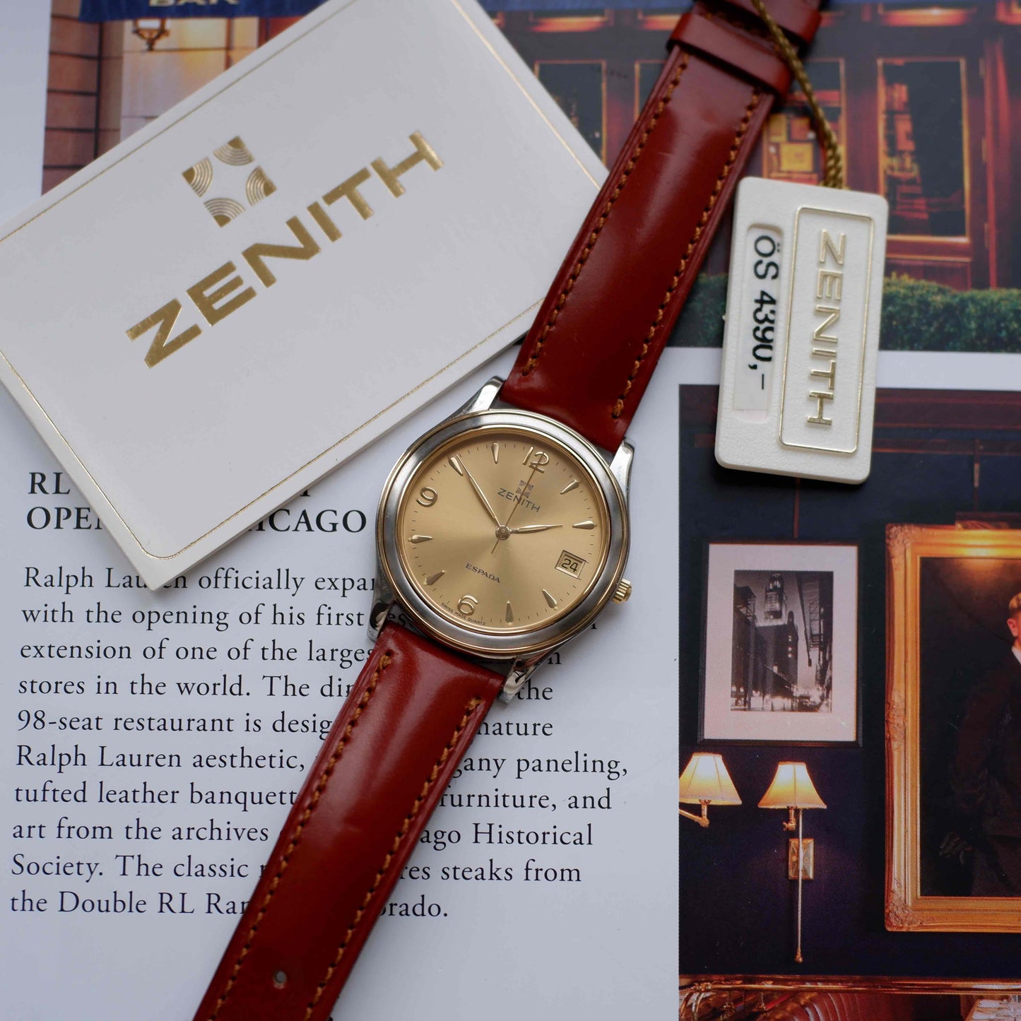 Vintage Zenith Espada Golden Sunnburst Dial Two-Tone Quartz 90s - NOS