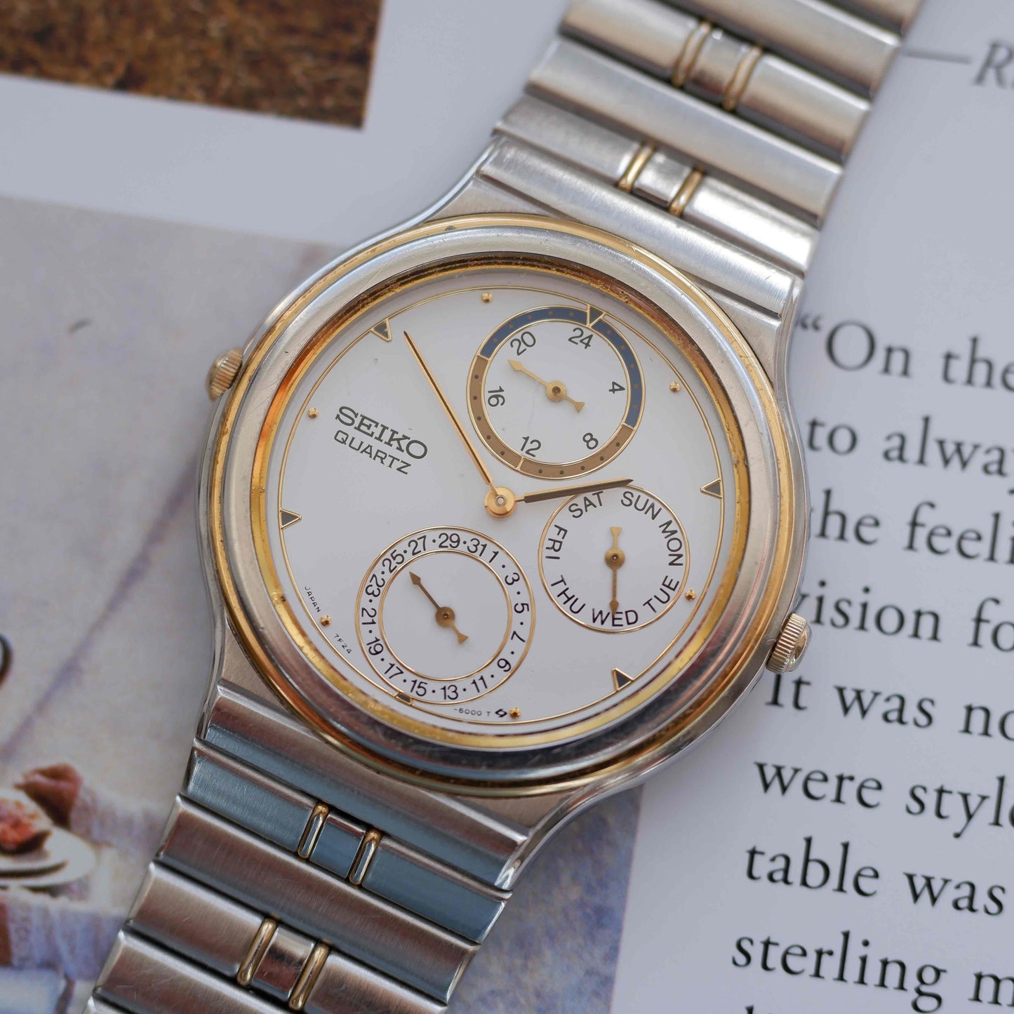 Vintage Seiko Ref. 7F24-6010 Two-Tone Day Date & 24H Subdials