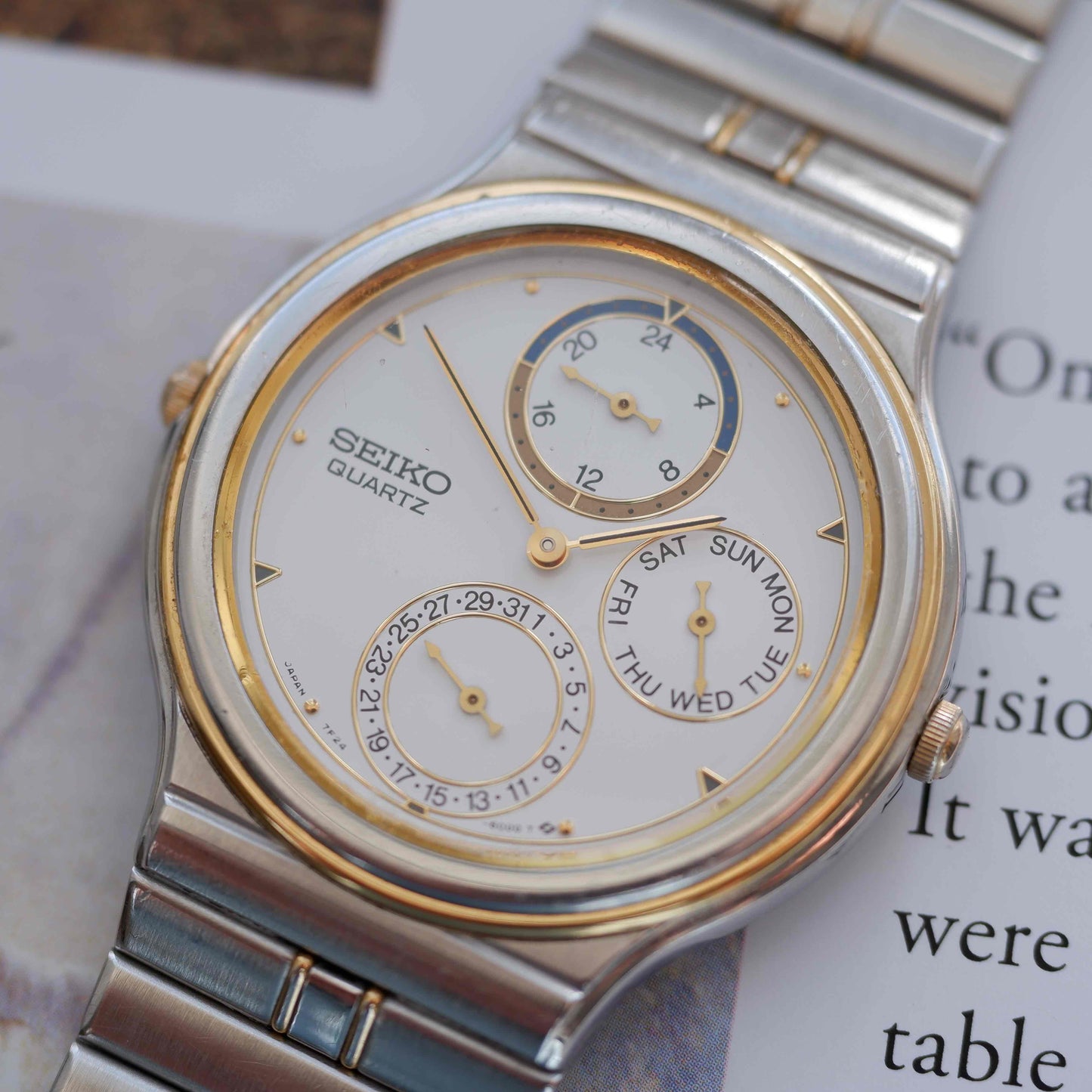 Vintage Seiko Ref. 7F24-6010 Two-Tone Day Date & 24H Subdials