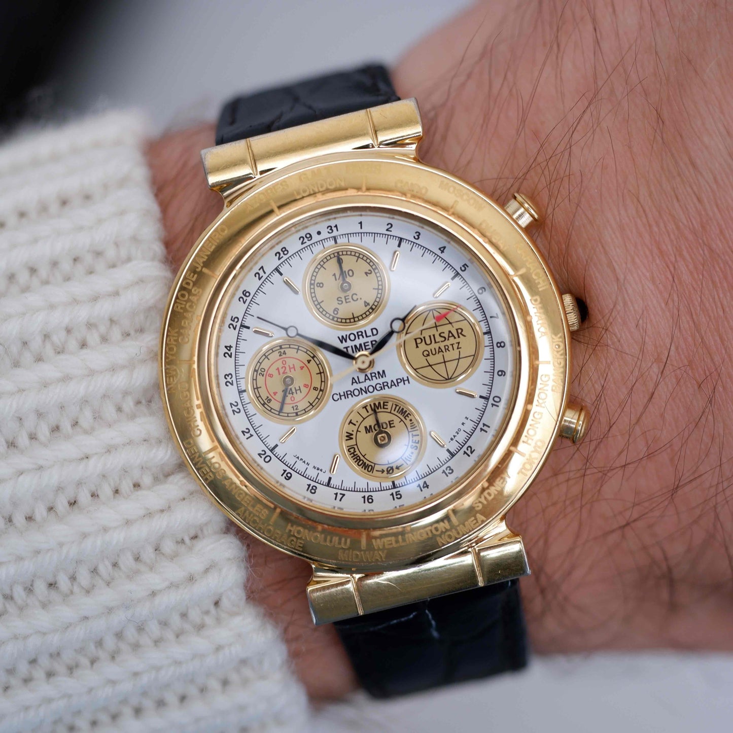 Vintage Pulsar by Seiko World Time Watch Ref. N94J-6A30 Alarm
