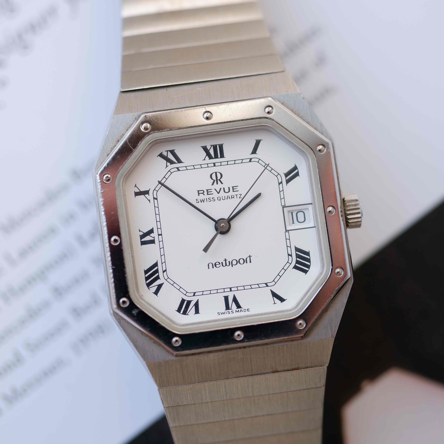 Vintage Revue Newport Date Quartz Black and from the 80s NOS