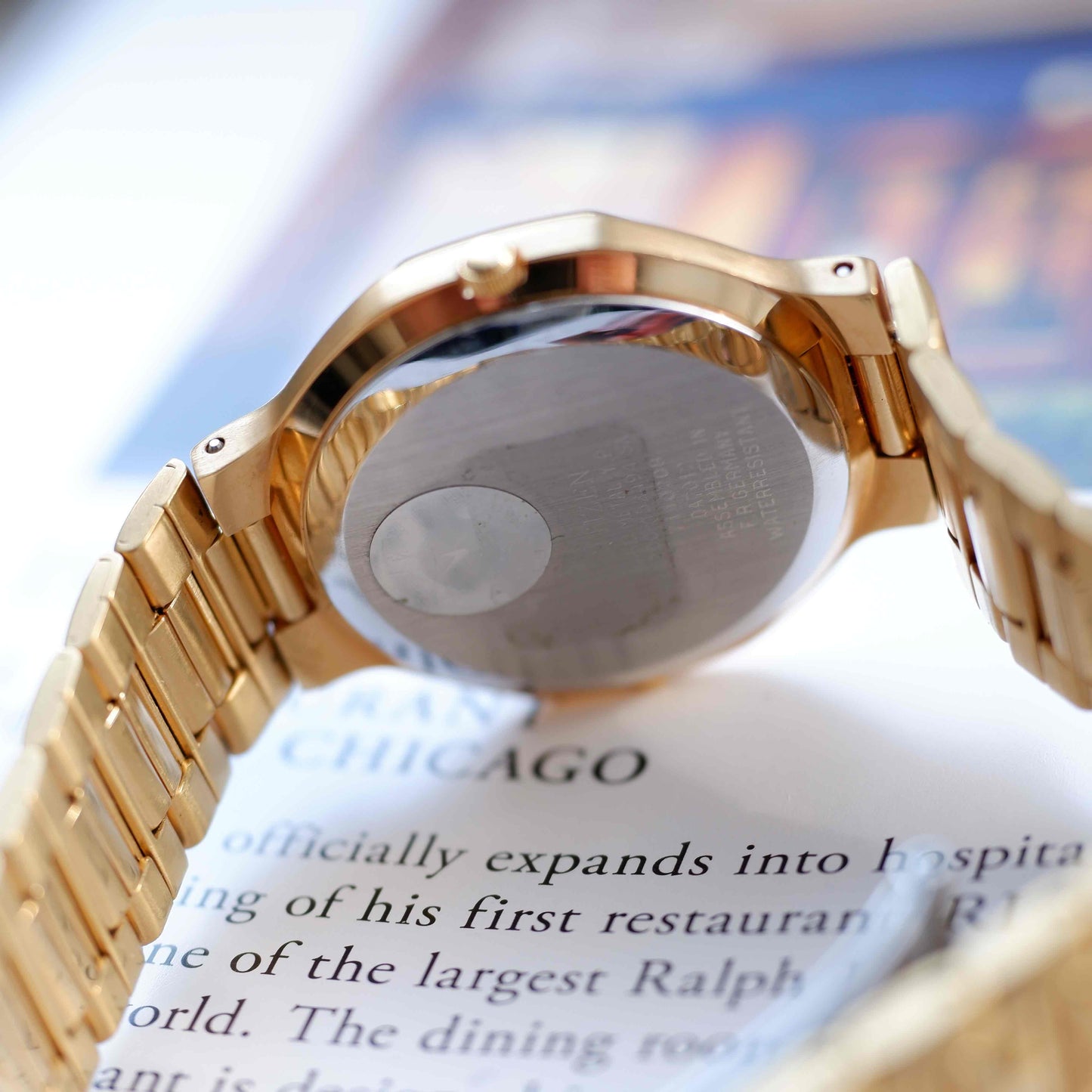 Vintage Citizen Dress Watch 90s Gold White Sub Dial Quartz Mint