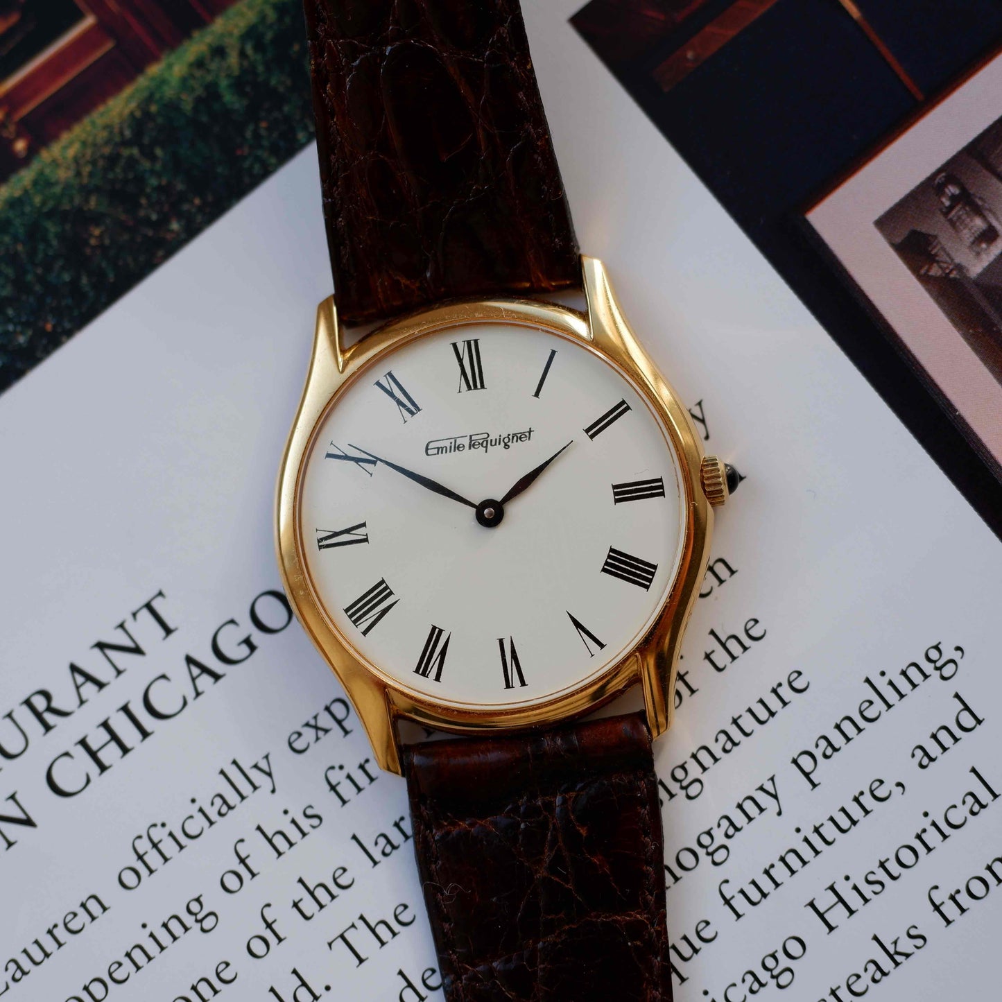 Vintage Emile Pequignet Mechanical 80s Golden Ultra Slim Mint