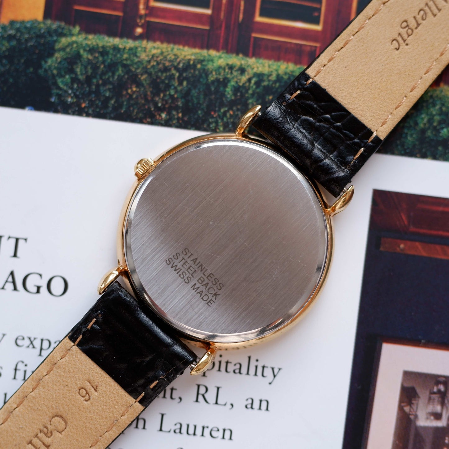 Vintage Alfex Dress Watch 90s Gold White Dial and Small Second