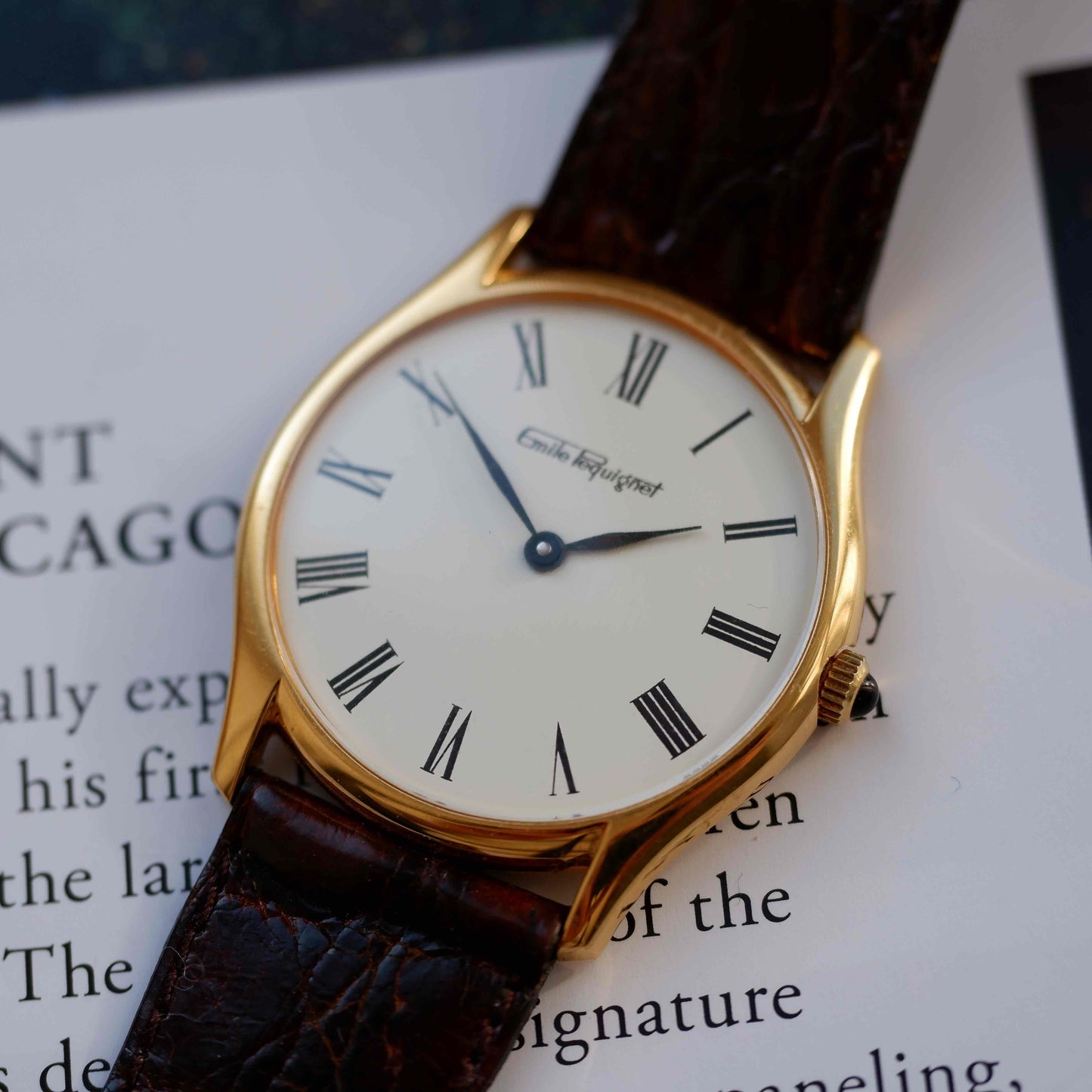 Vintage Emile Pequignet Mechanical 80s Golden Ultra Slim Mint